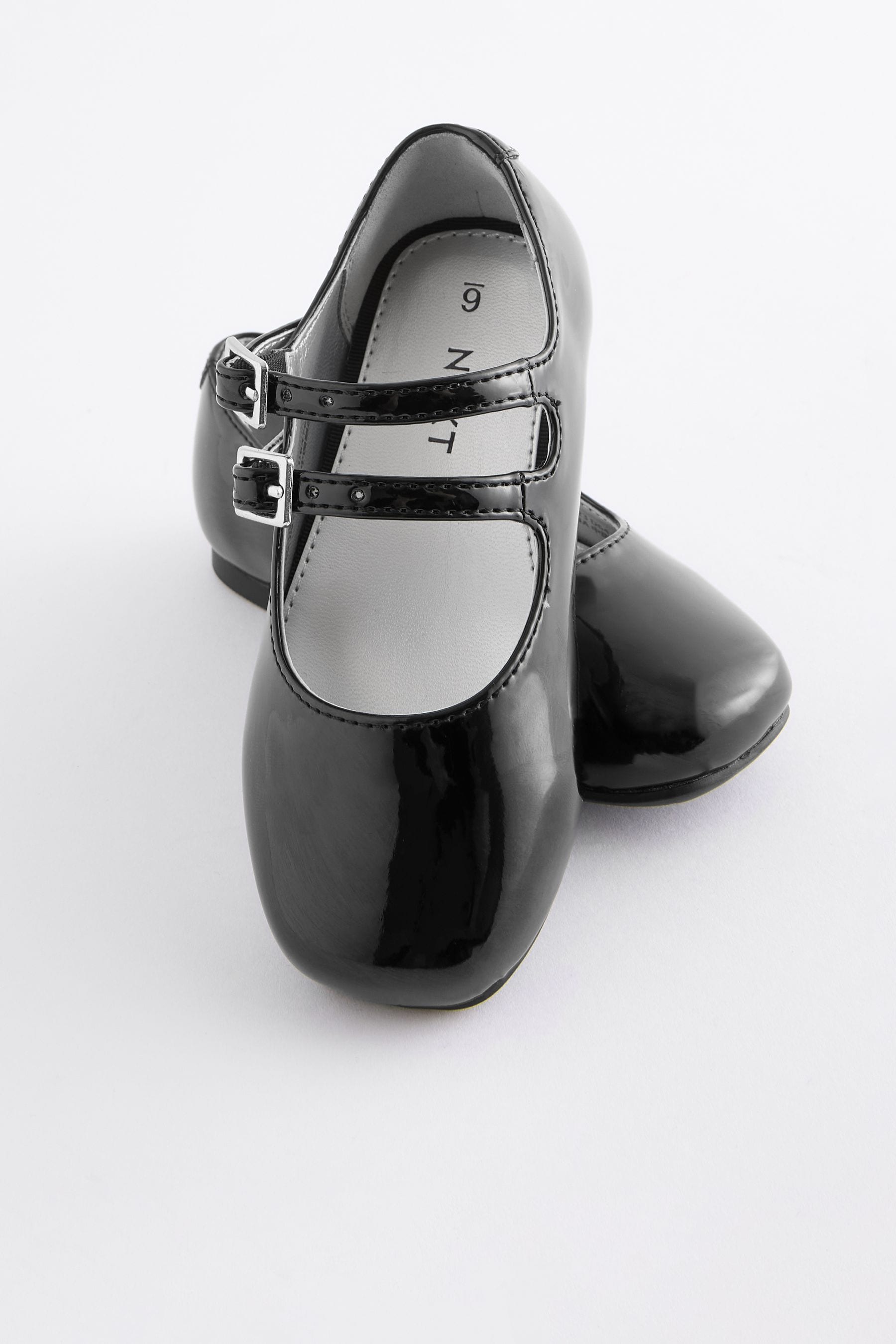 Black Patent Double Strap Shoes