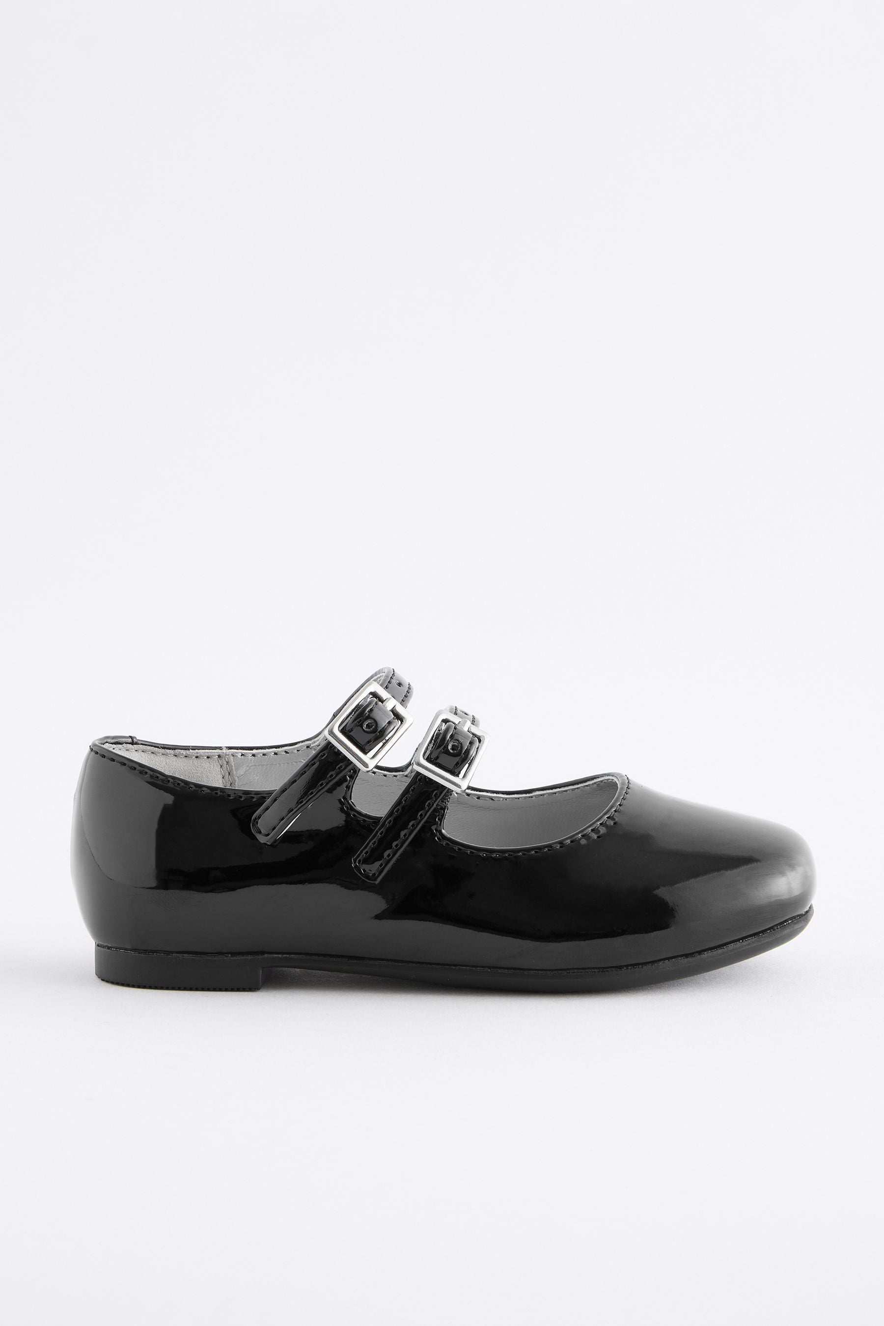 Black Patent Double Strap Shoes