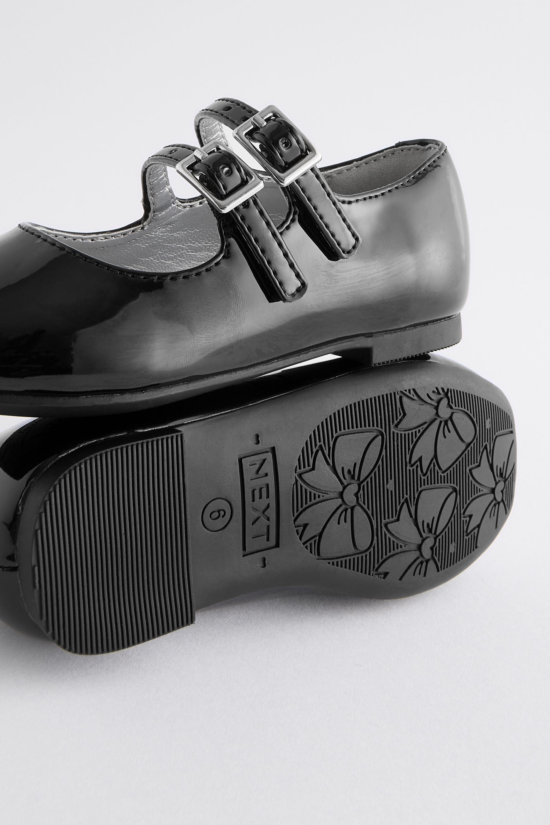 Black Patent Double Strap Shoes