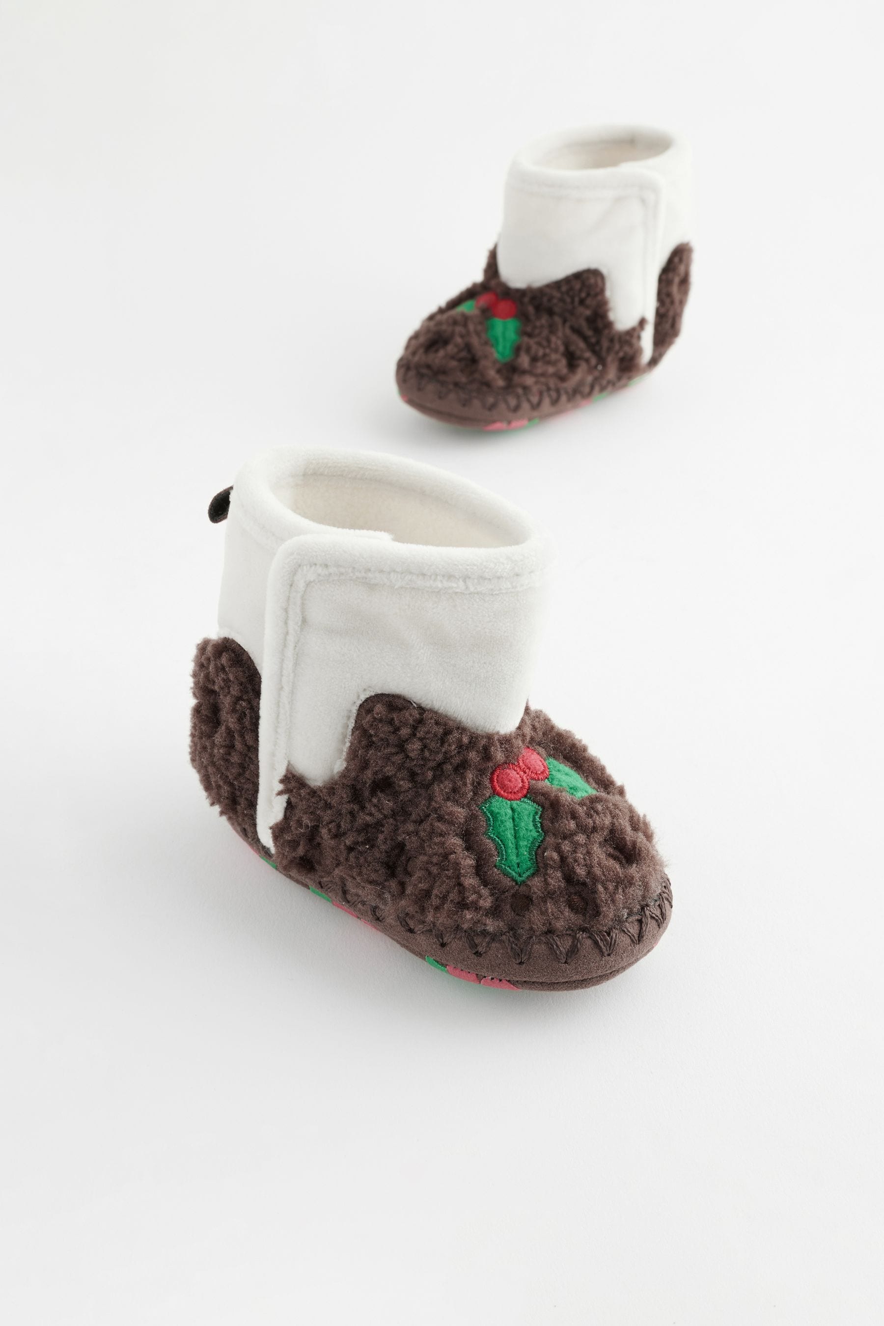 Brown Christmas Pudding Baby Boots (0-2mths)