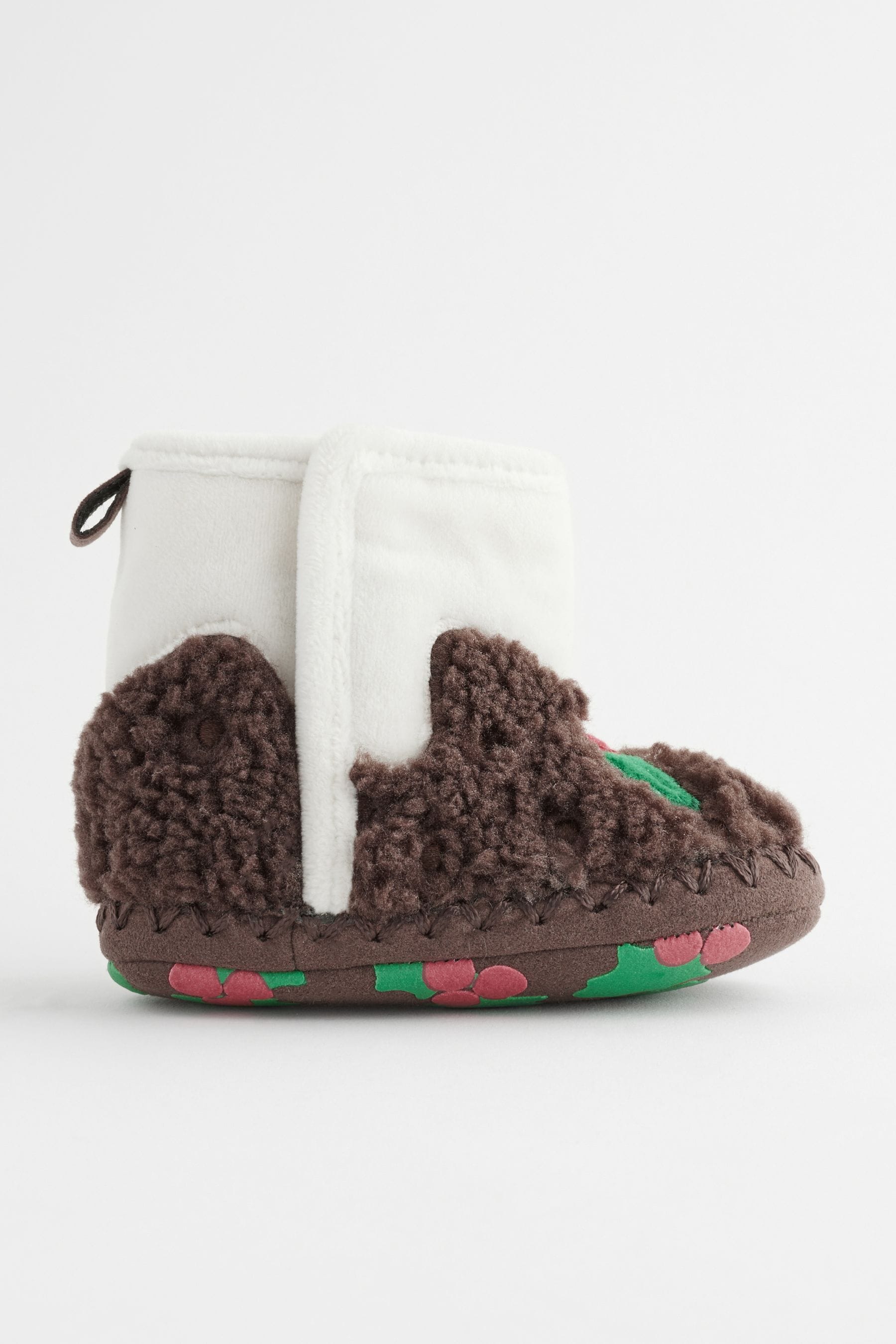 Brown Christmas Pudding Baby Boots (0-2mths)