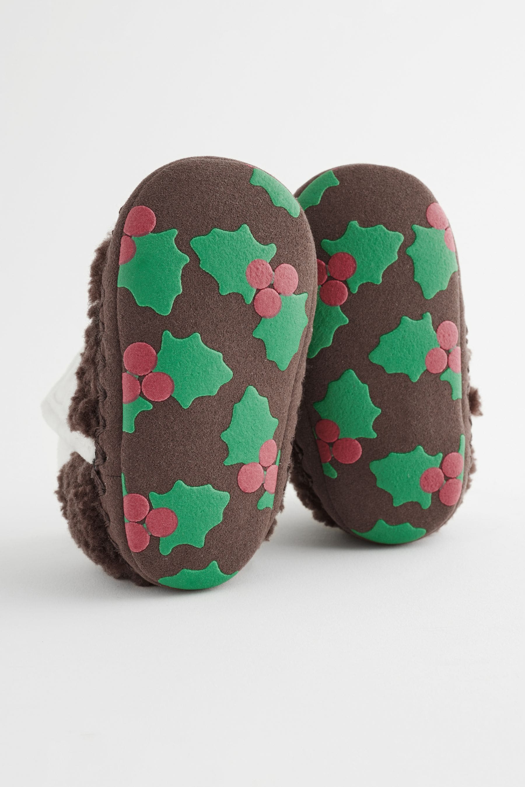 Brown Christmas Pudding Baby Boots (0-2mths)