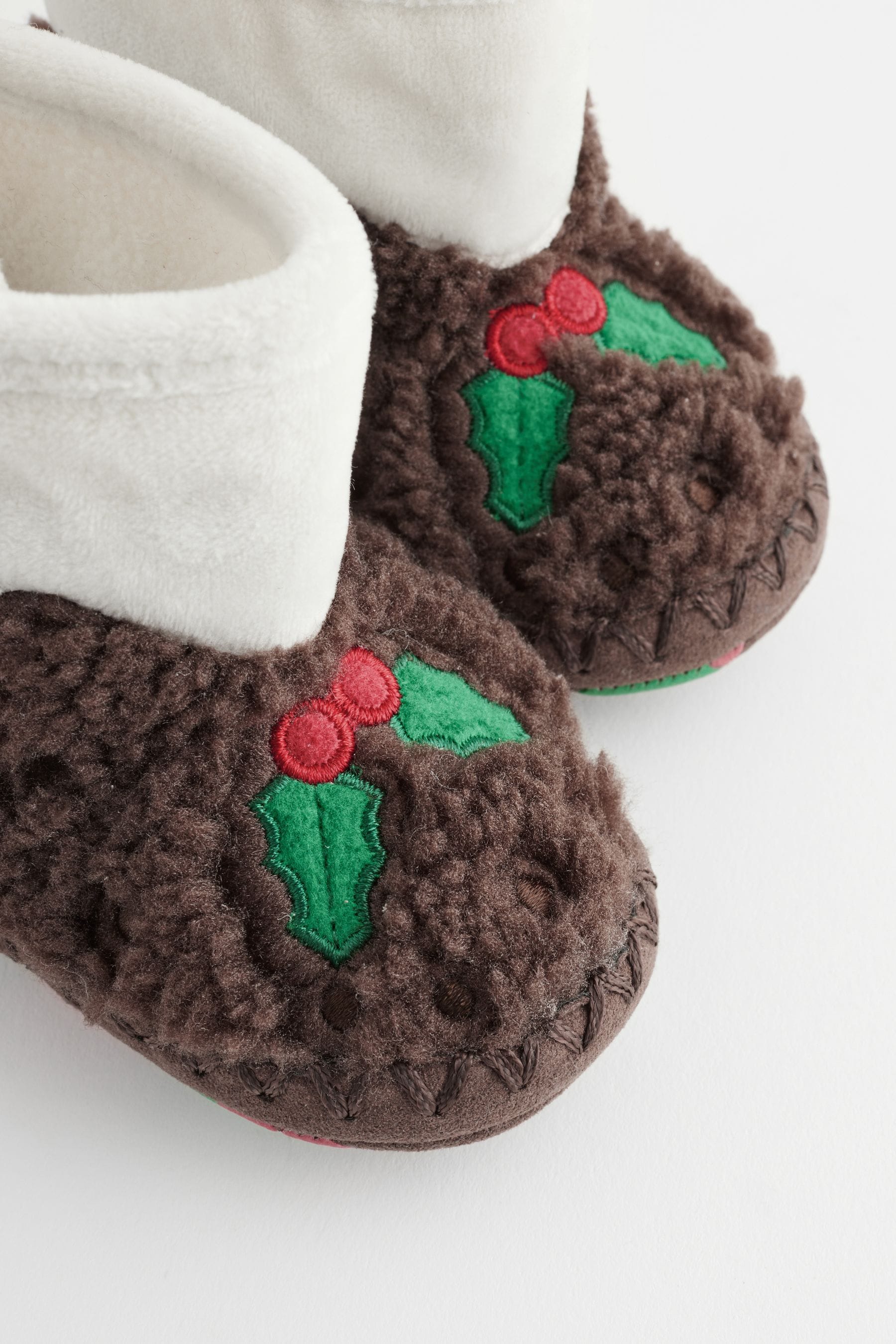 Brown Christmas Pudding Baby Boots (0-2mths)