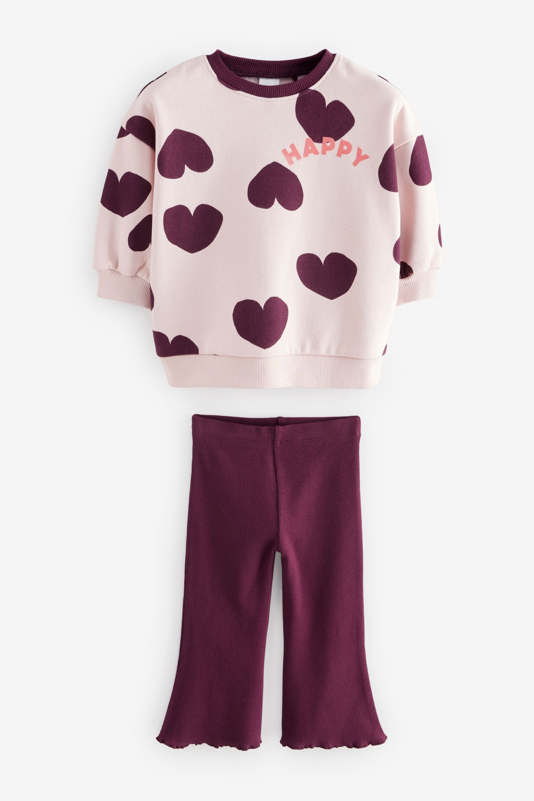 Plum Purple Sweatshirt and Flare Leggings Set (3mths-7yrs)