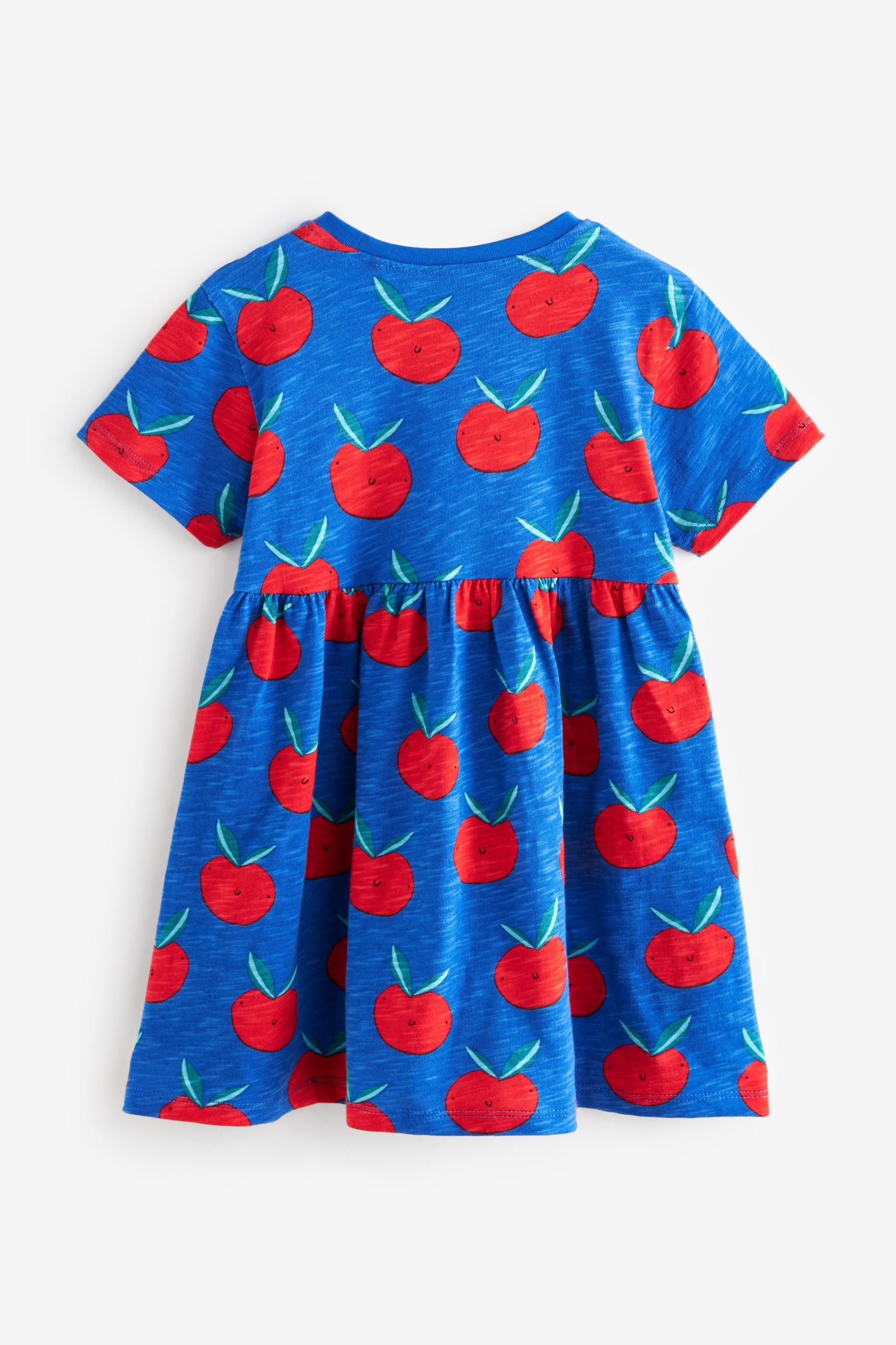 Blue/Red 100% Cotton Short Sleeve Jersey Dress (3mths-7yrs)