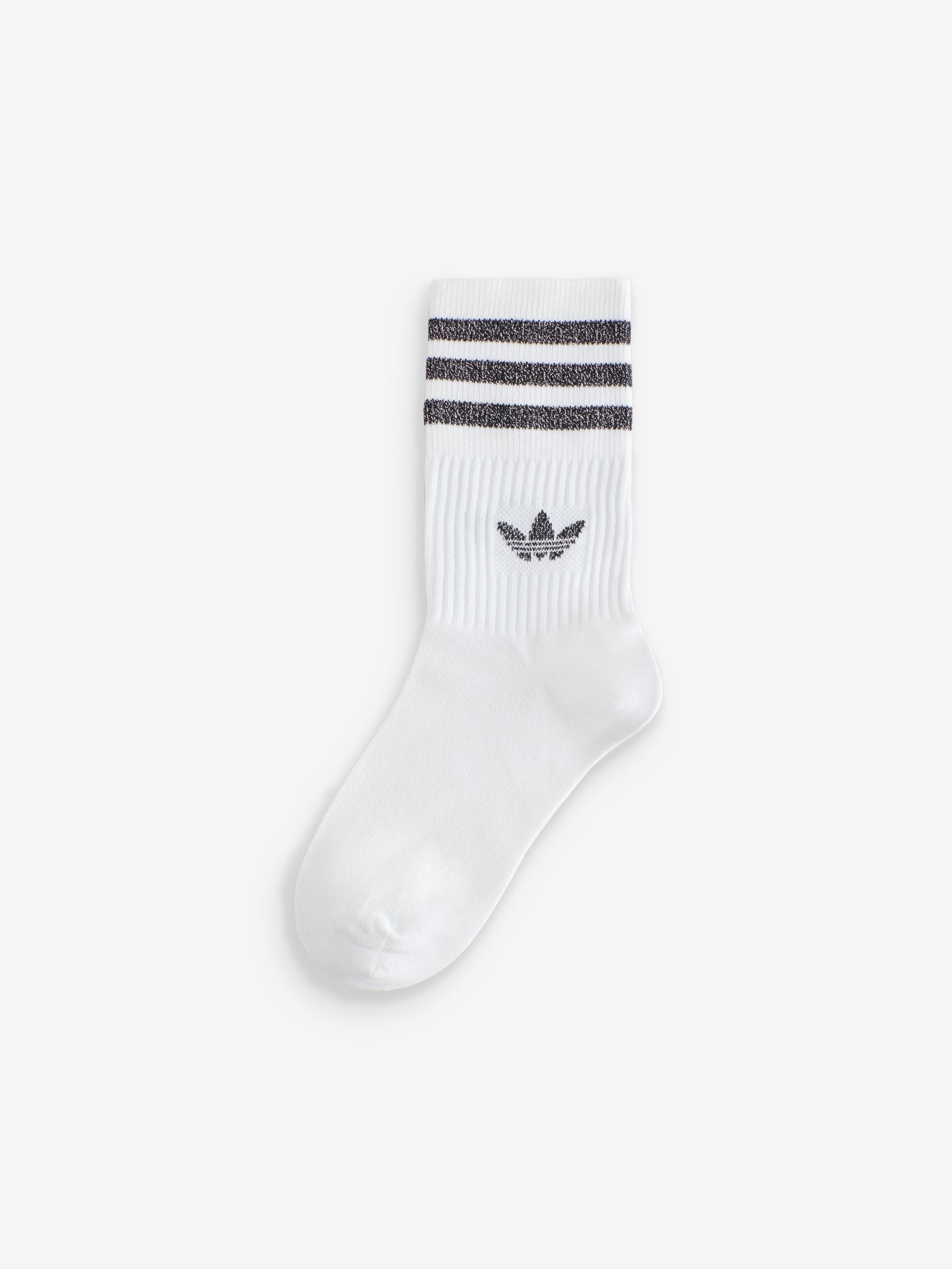 adidas Originals Pink/White Mid Cut Glitter Crew Socks 2 Pack