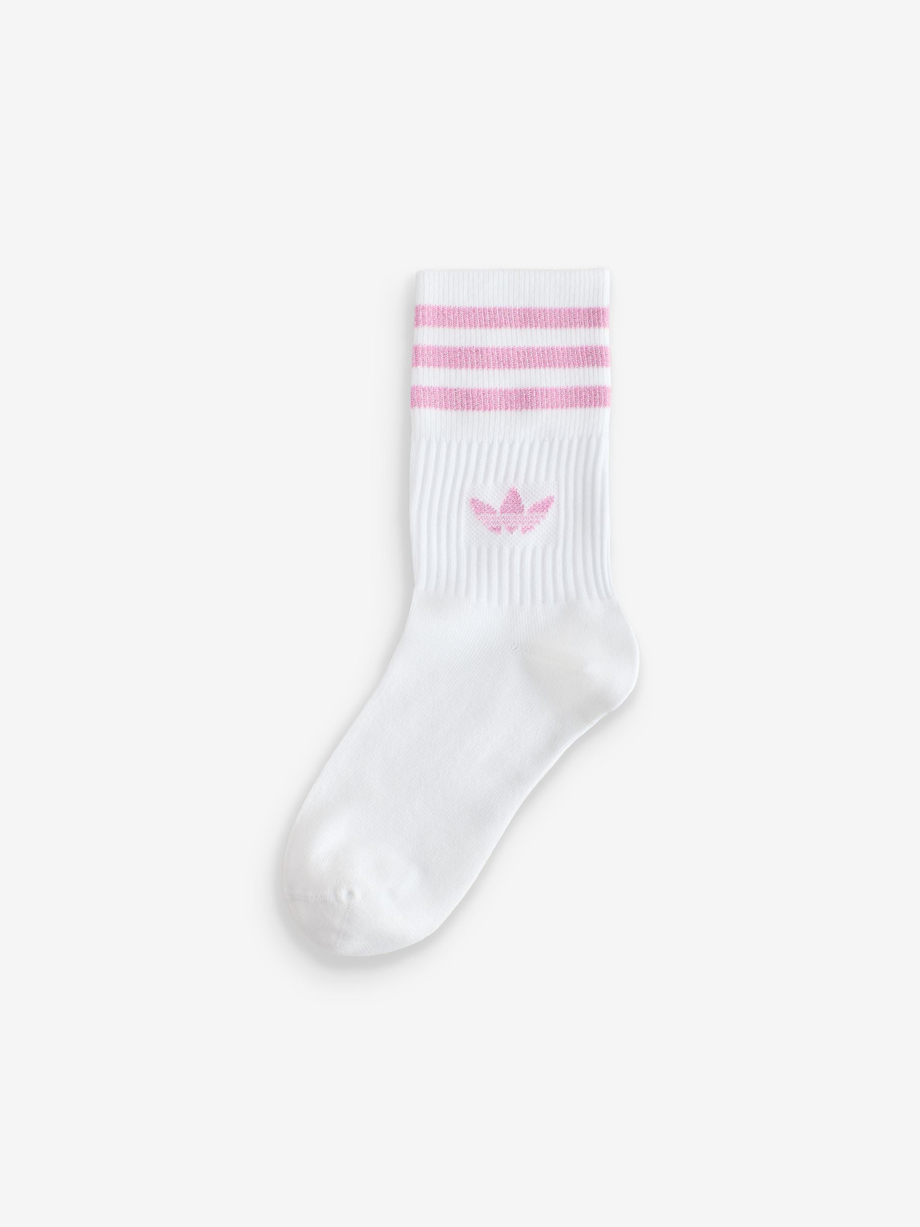 adidas Originals Pink/White Mid Cut Glitter Crew Socks 2 Pack