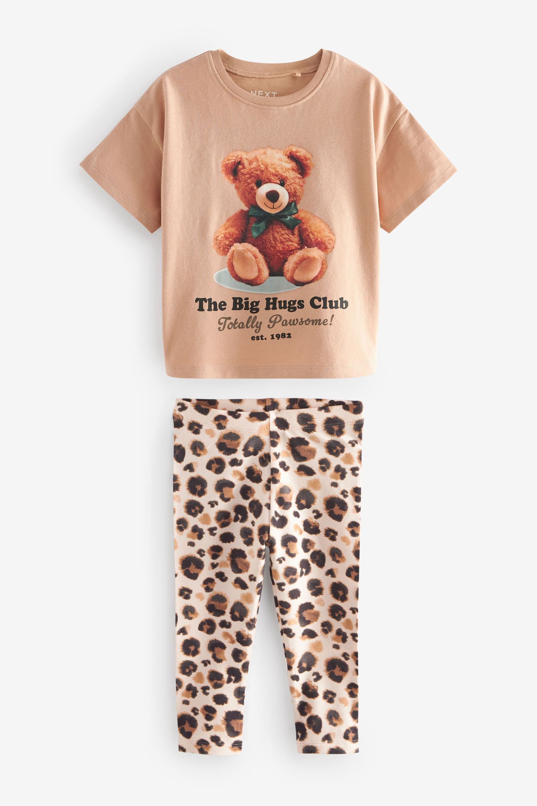 Brown Bear 100% Cotton Short Sleeve T-Shirt and Leggings Set (3mths-7yrs)