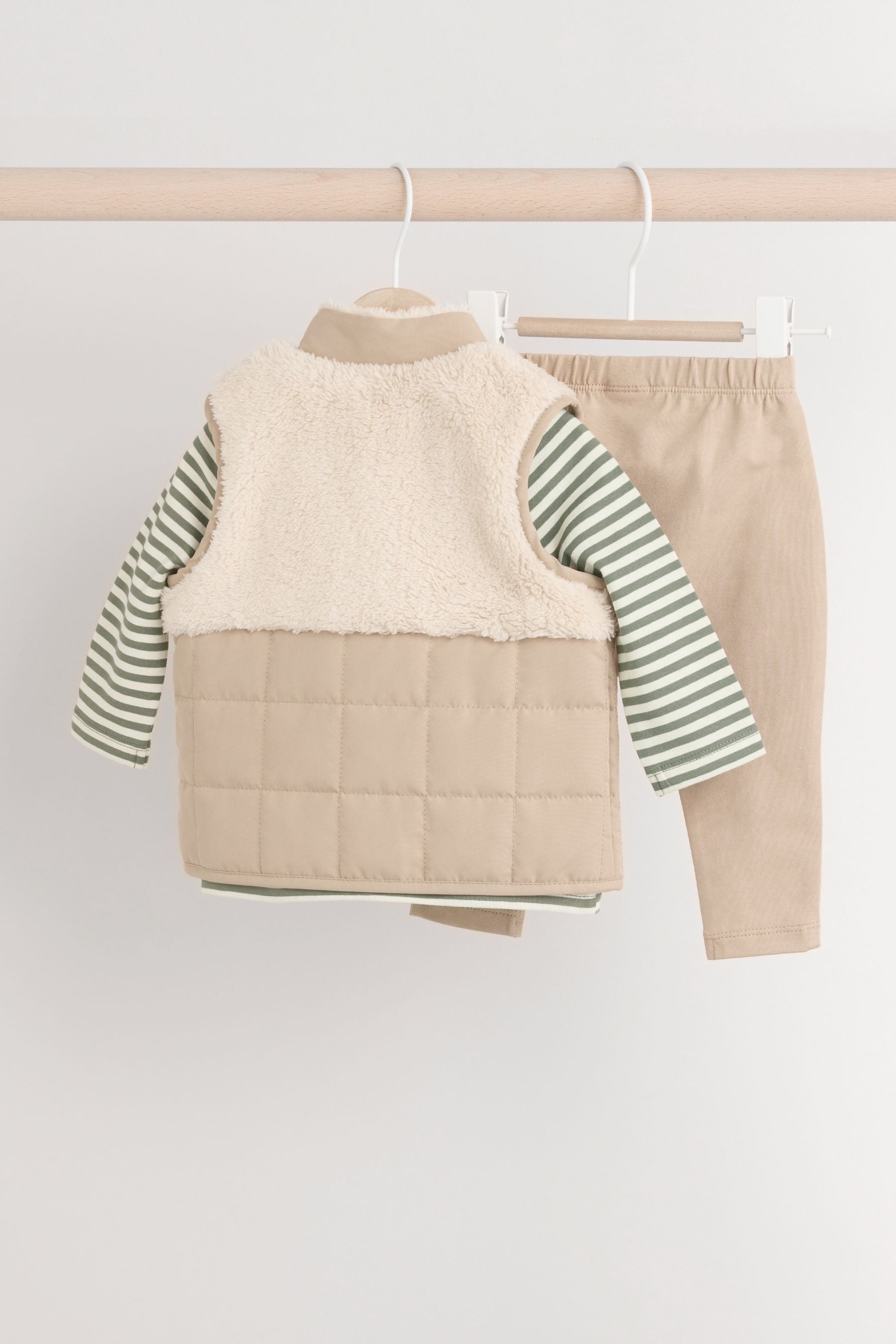 Neutral Gilet and Leggings Baby 3 Piece Set