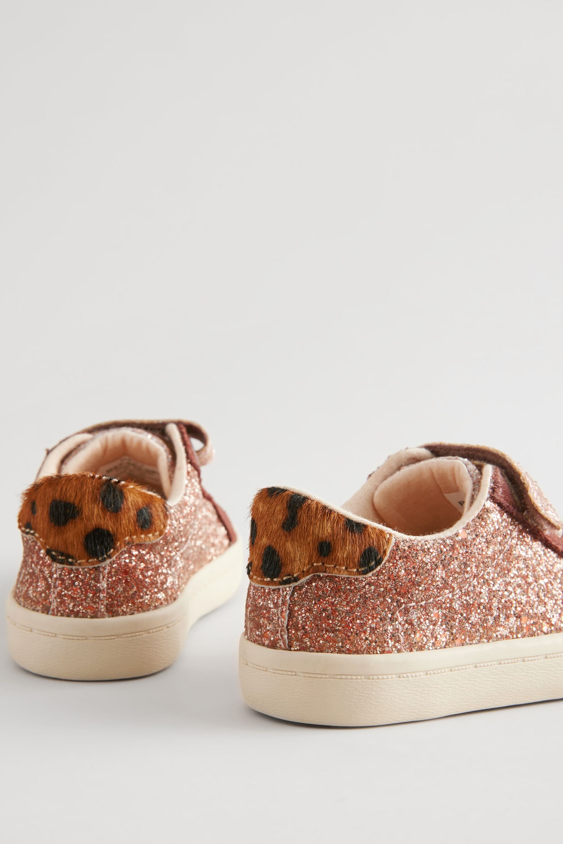 Rose Gold Glitter Wide Fit (G) Elastic Lace Trainers