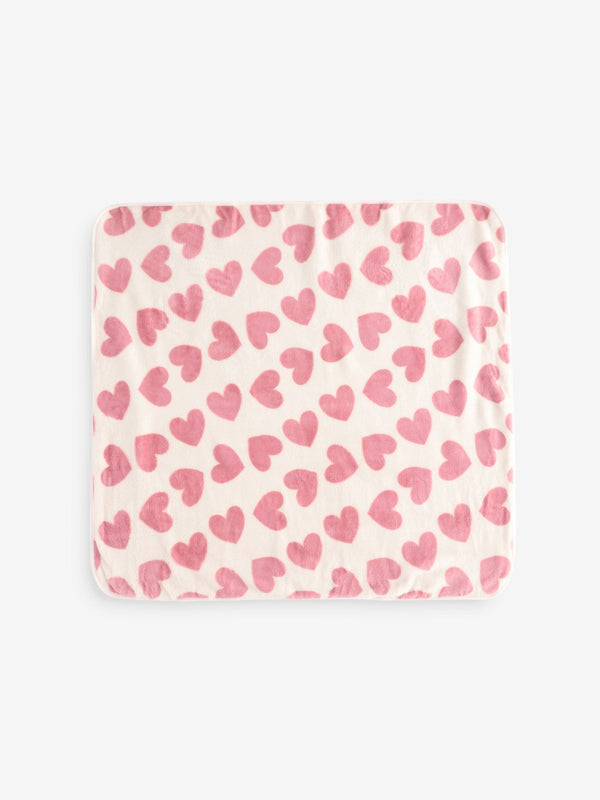 Pink Heart Fleece Baby Blanket