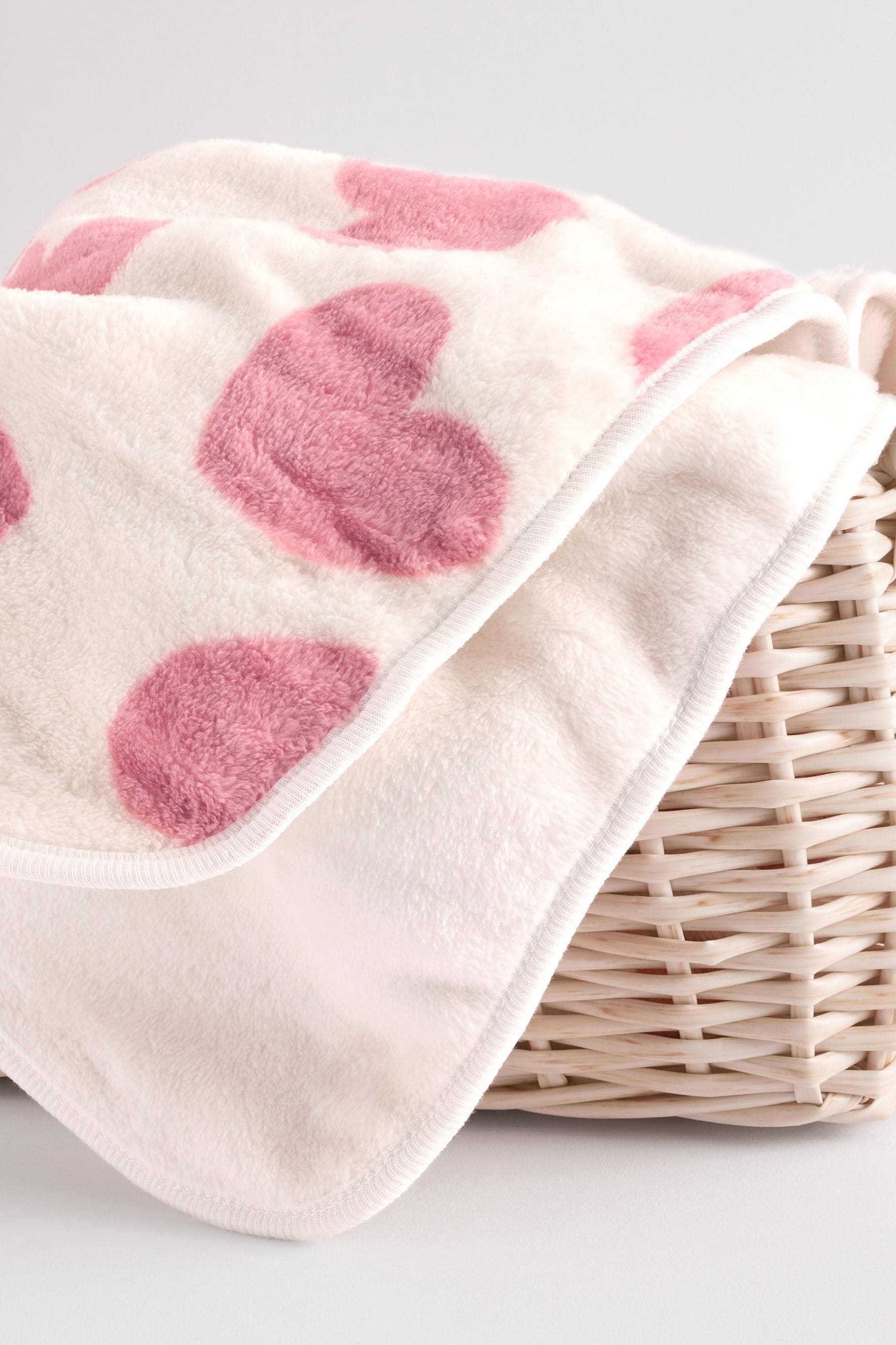 Pink Heart Fleece Baby Blanket