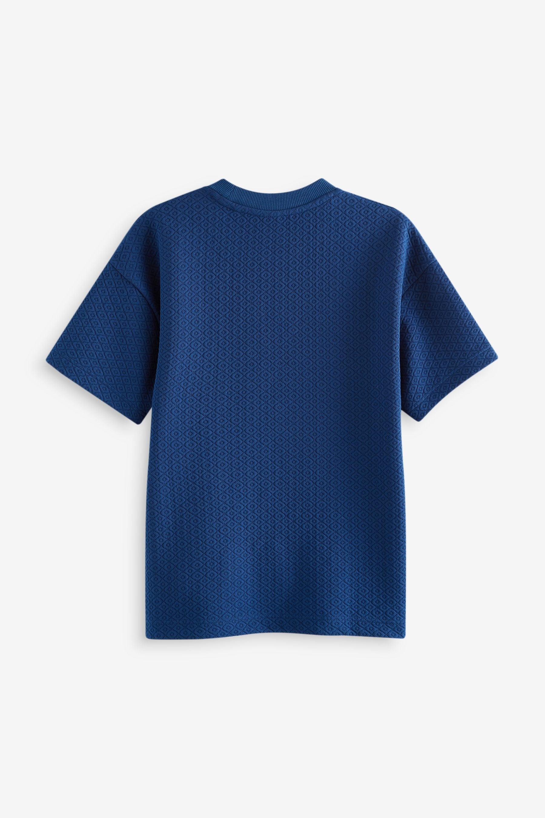 Cobalt Blue Relaxed Fit Short Sleeve Textured T-Shirt (3-16yrs)