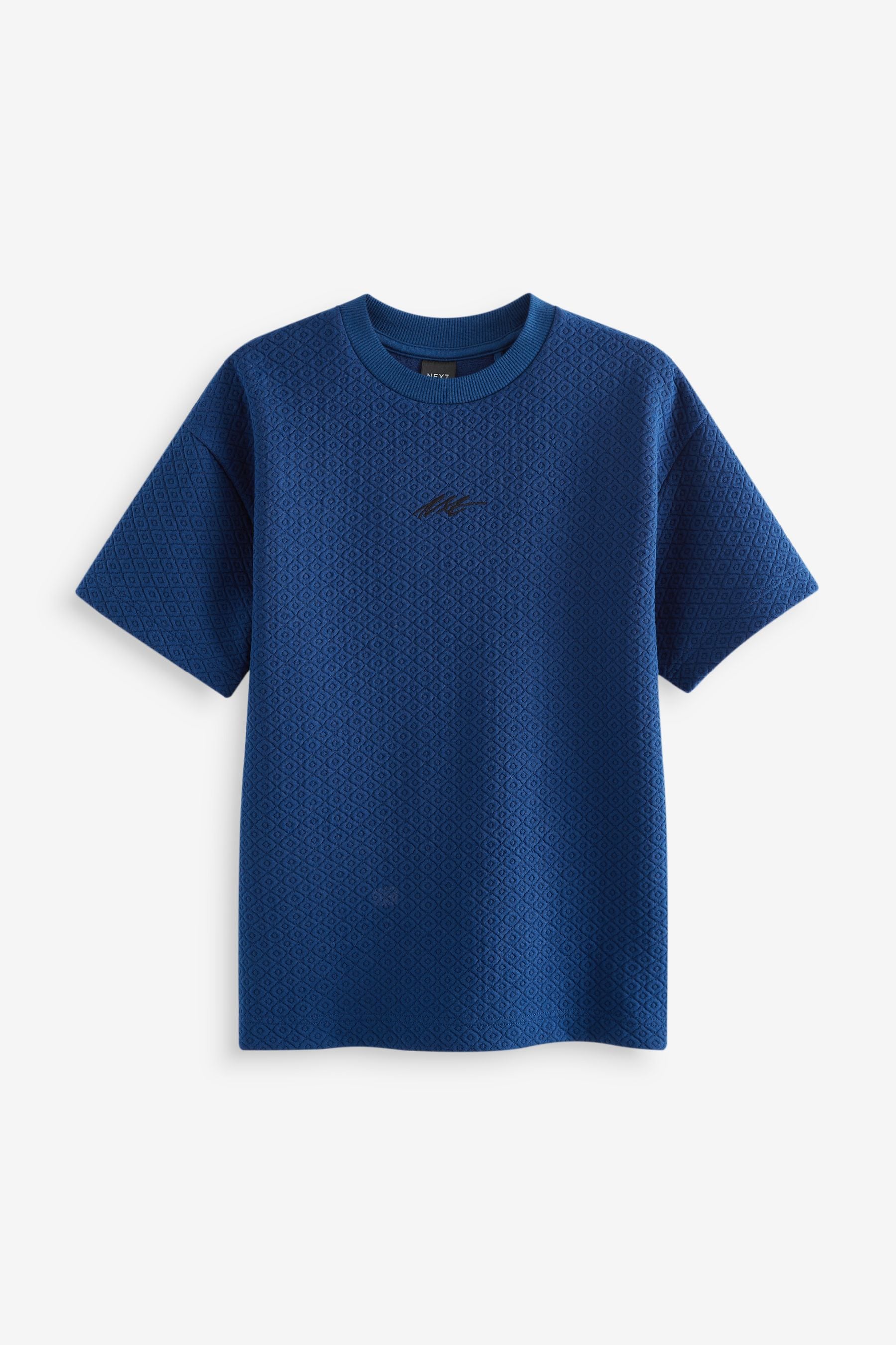 Cobalt Blue Relaxed Fit Short Sleeve Textured T-Shirt (3-16yrs)