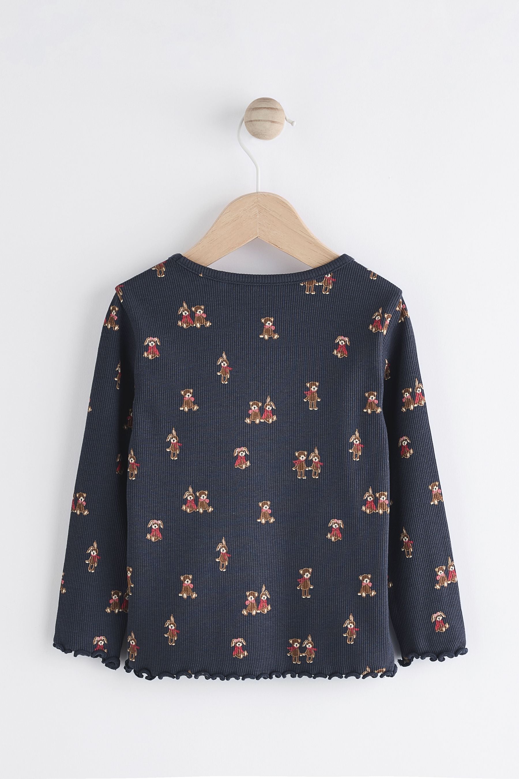 Navy Bunny Cotton Rich Long Sleeve Rib T-Shirt (3mths-7yrs)