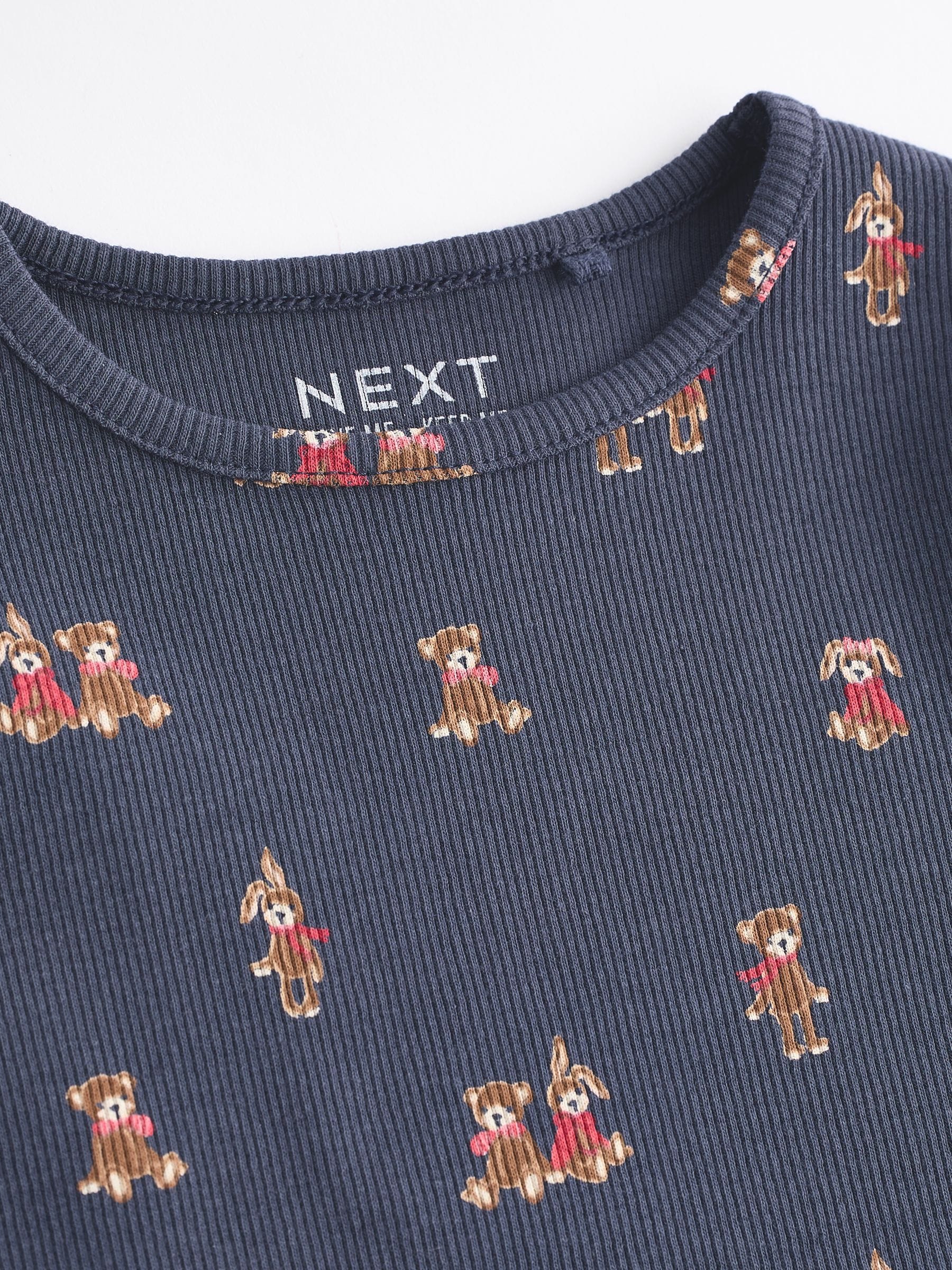 Navy Bunny Cotton Rich Long Sleeve Rib T-Shirt (3mths-7yrs)