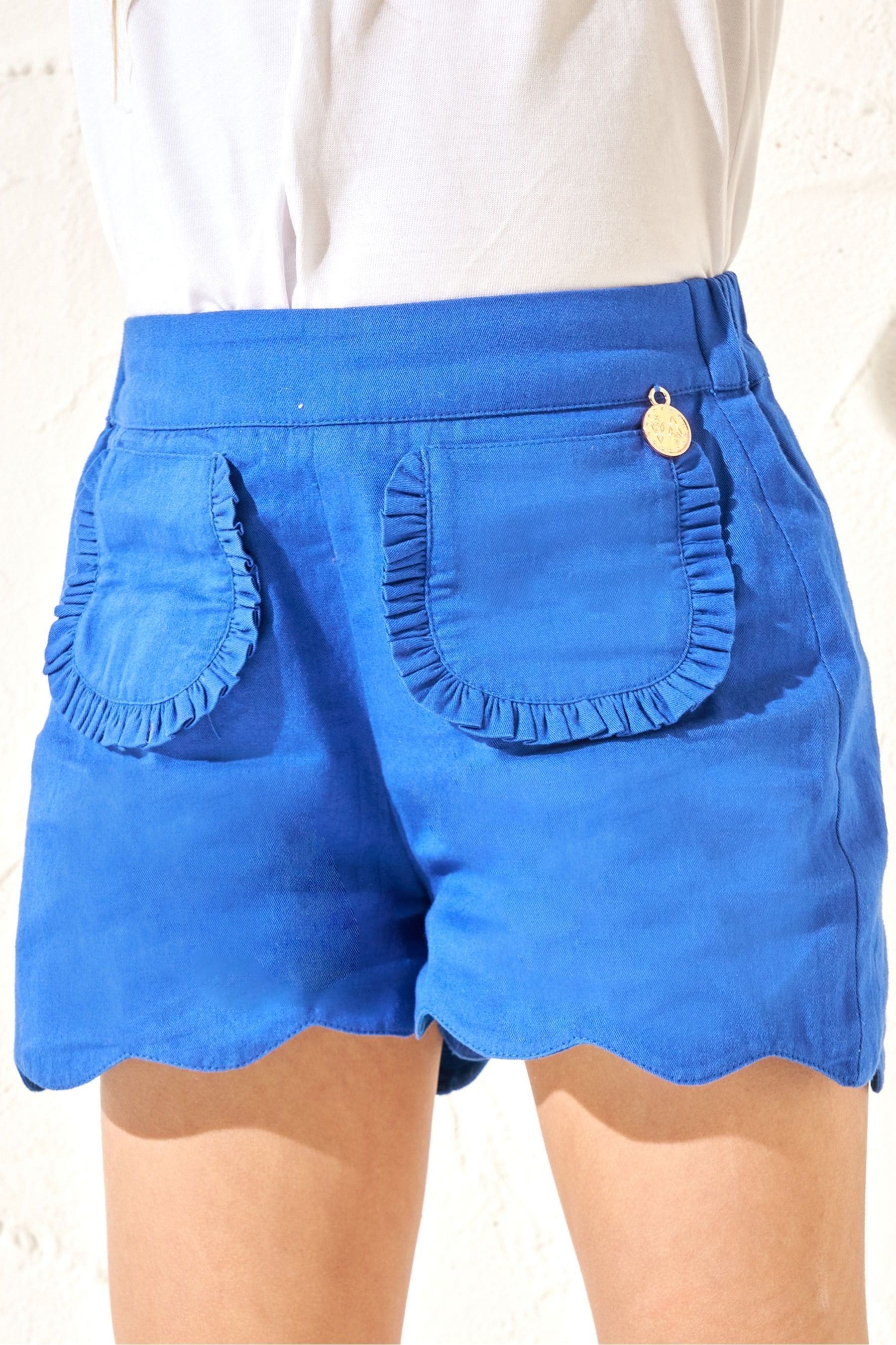 Blue Angel & Rocket Lacey Scallop Hem Shorts