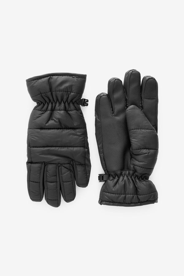 Black Squashy Quilted Gloves (3-16yrs)