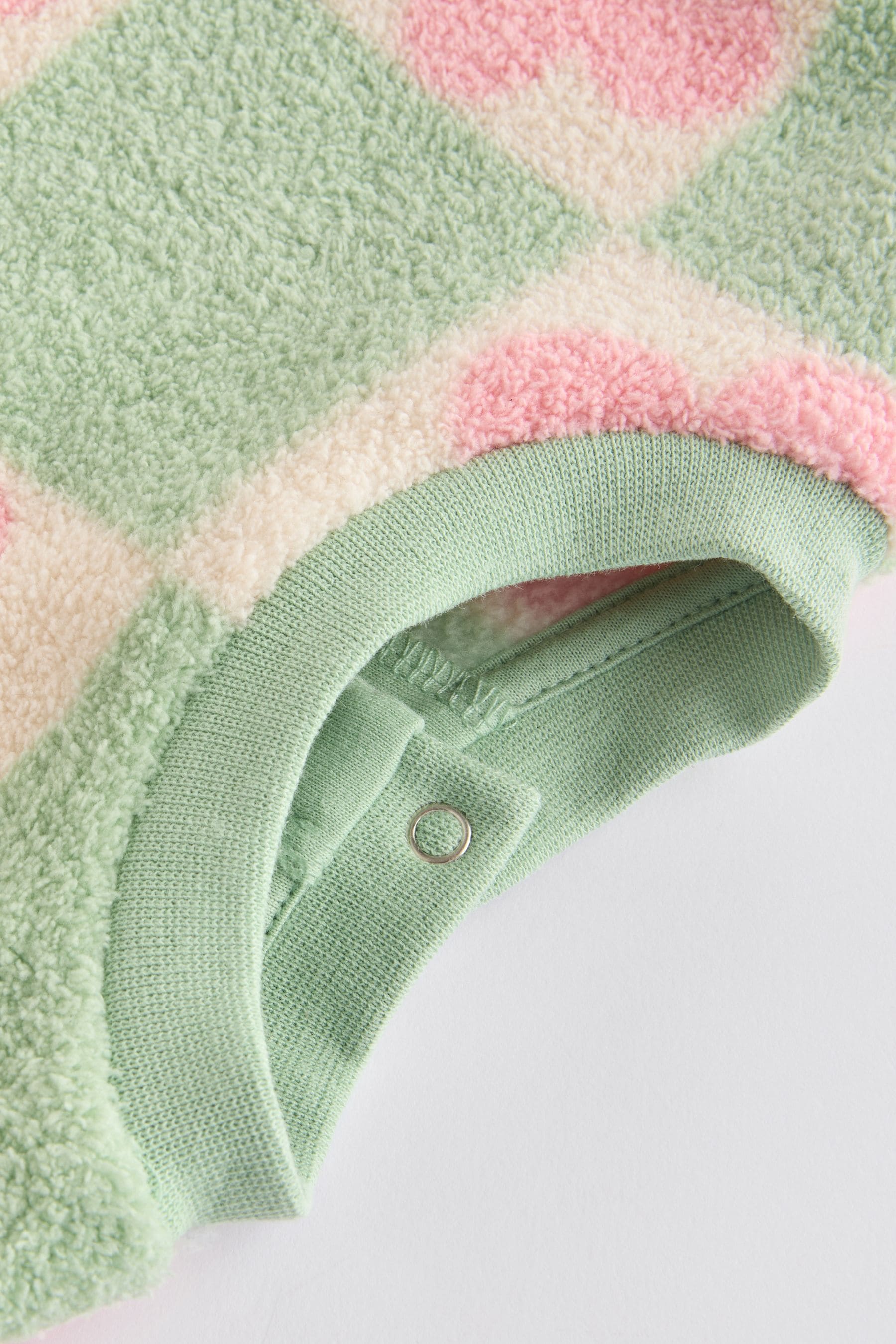 Green/Pink Checkerboard Flowers Cosy Fleece Baby Jumper & Joggers Set