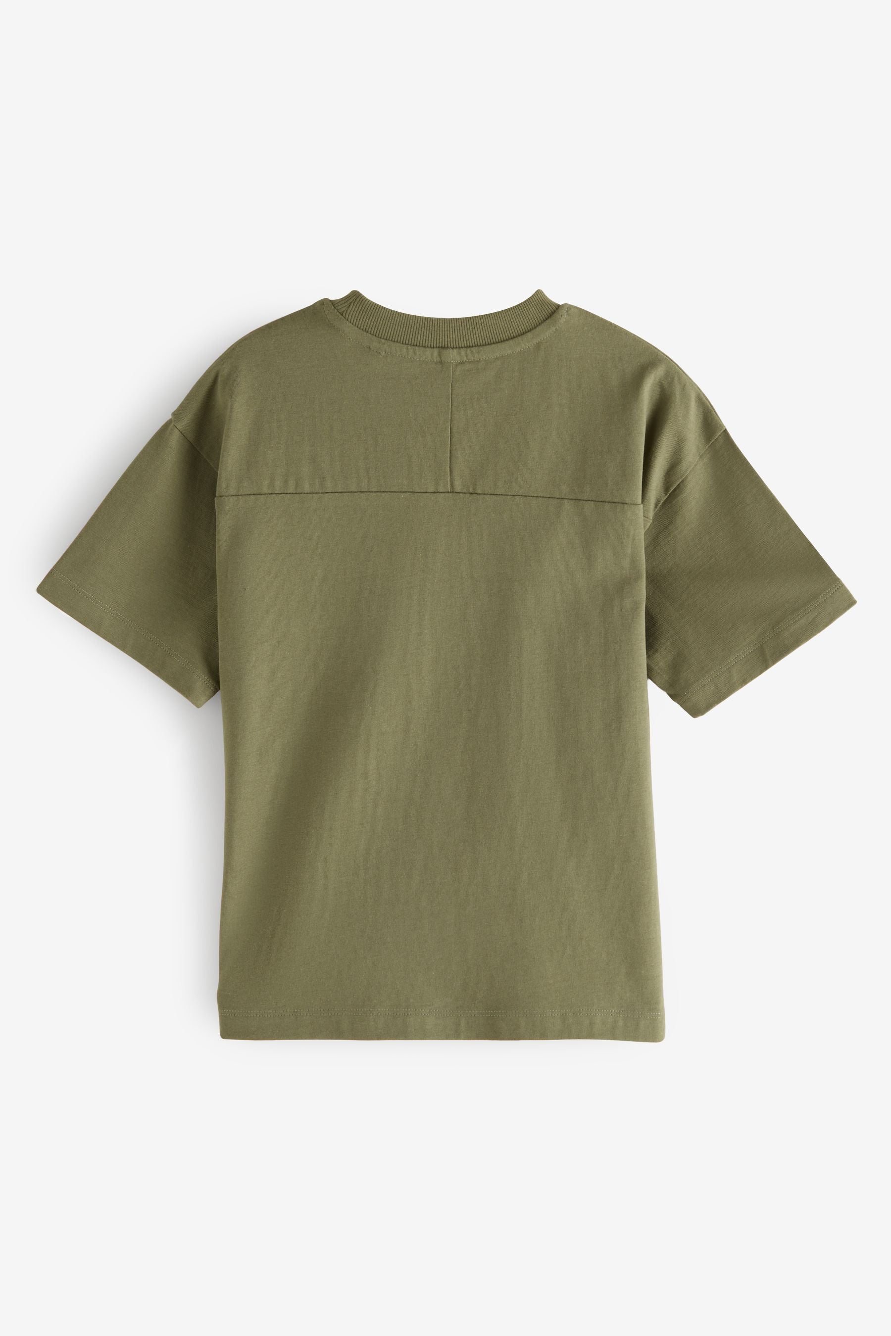 Khaki Green Relaxed Fit Short Sleeve Utility 100% Cotton T-Shirt (3-16yrs)