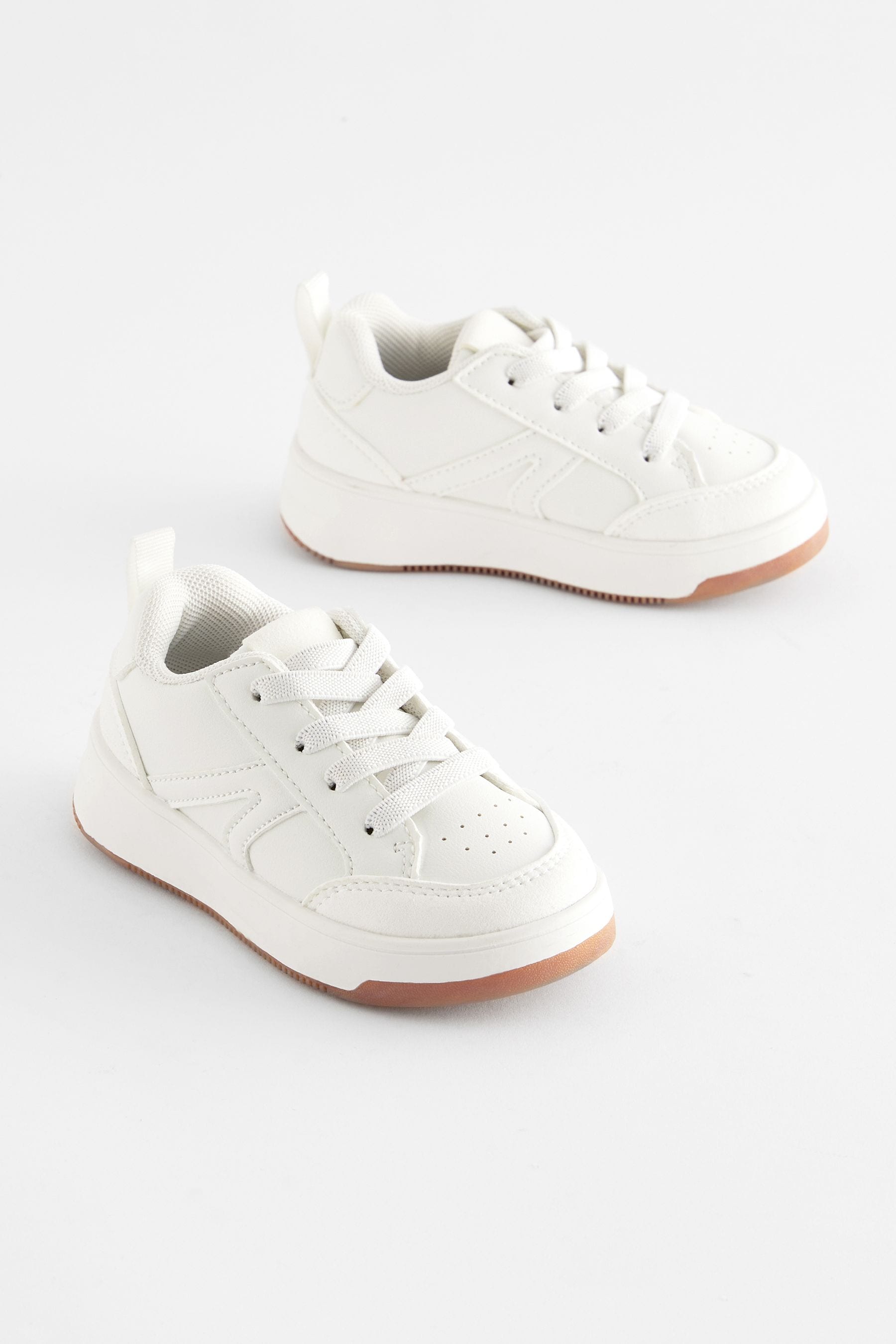 White Wide Fit (G) Elastic Lace Trainers