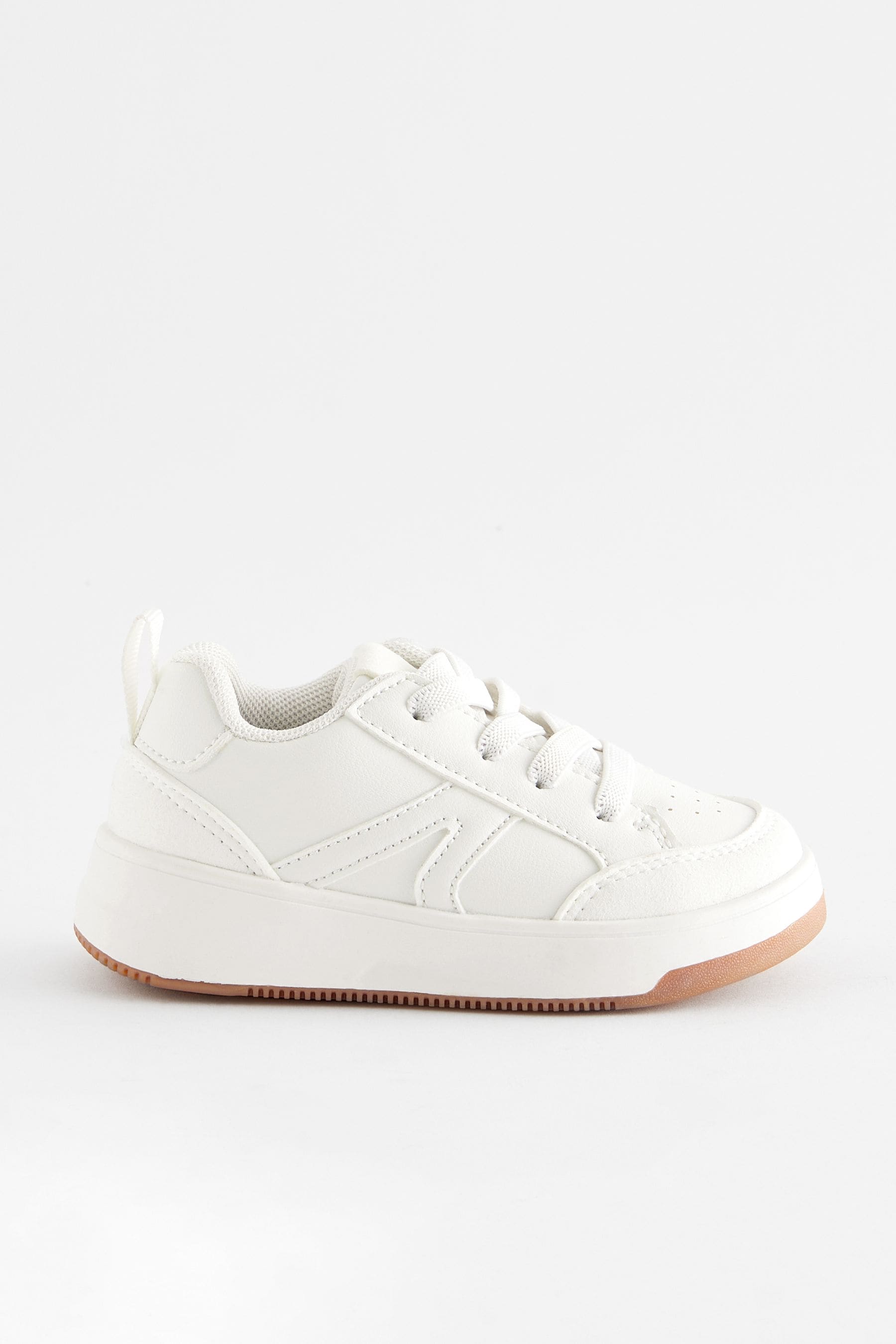 White Wide Fit (G) Elastic Lace Trainers