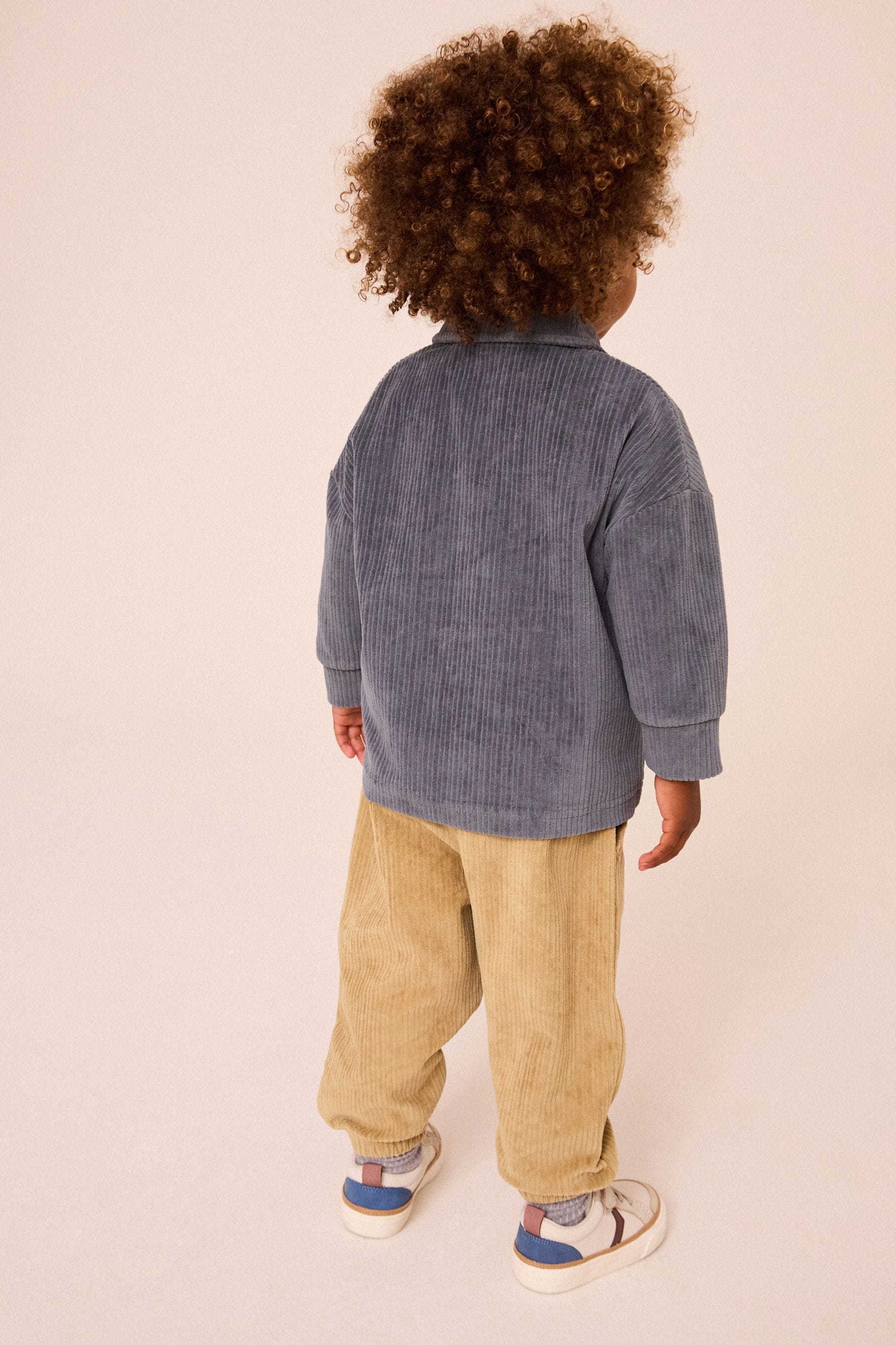 Blue/Tan Brown Jersey Corduroy Shirt and Joggers Set (3mths-7yrs)