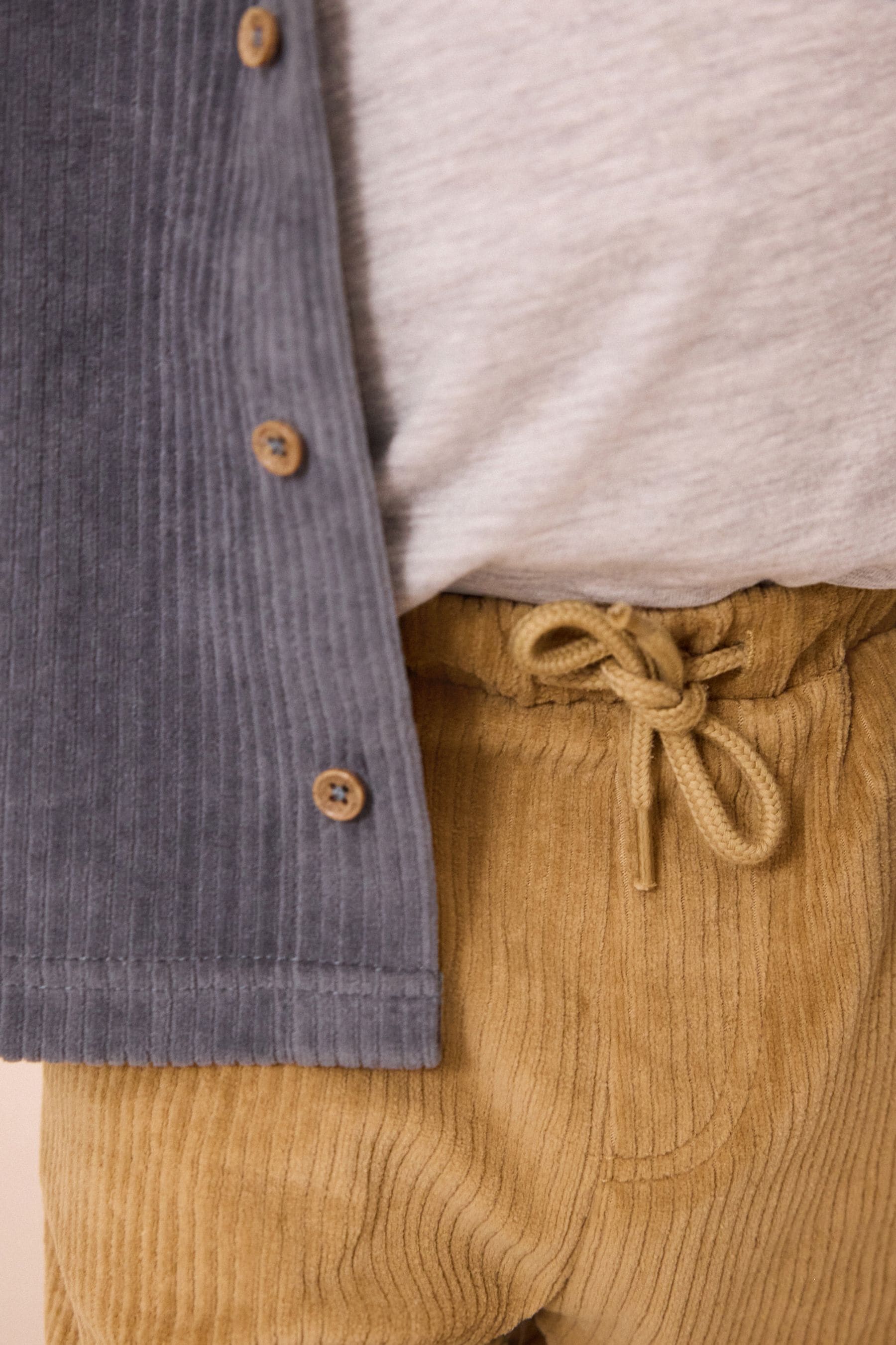 Blue/Tan Brown Jersey Corduroy Shirt and Joggers Set (3mths-7yrs)