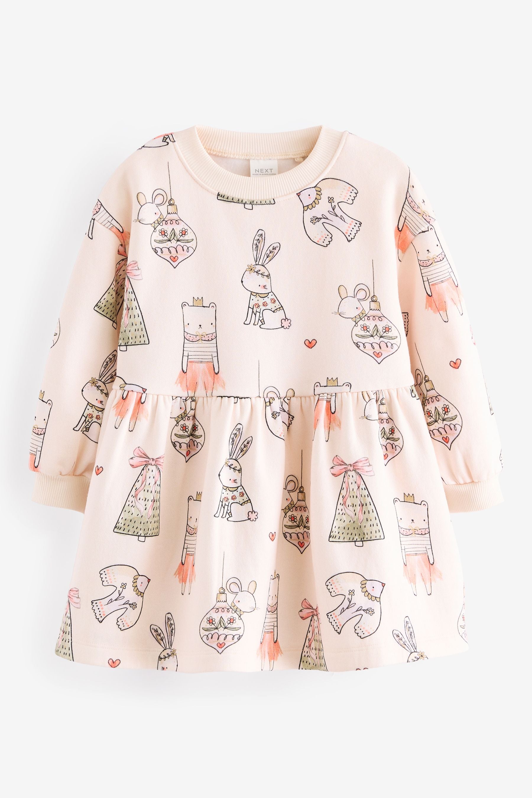 Cream Christmas Sweat Dress (3mths-7yrs)