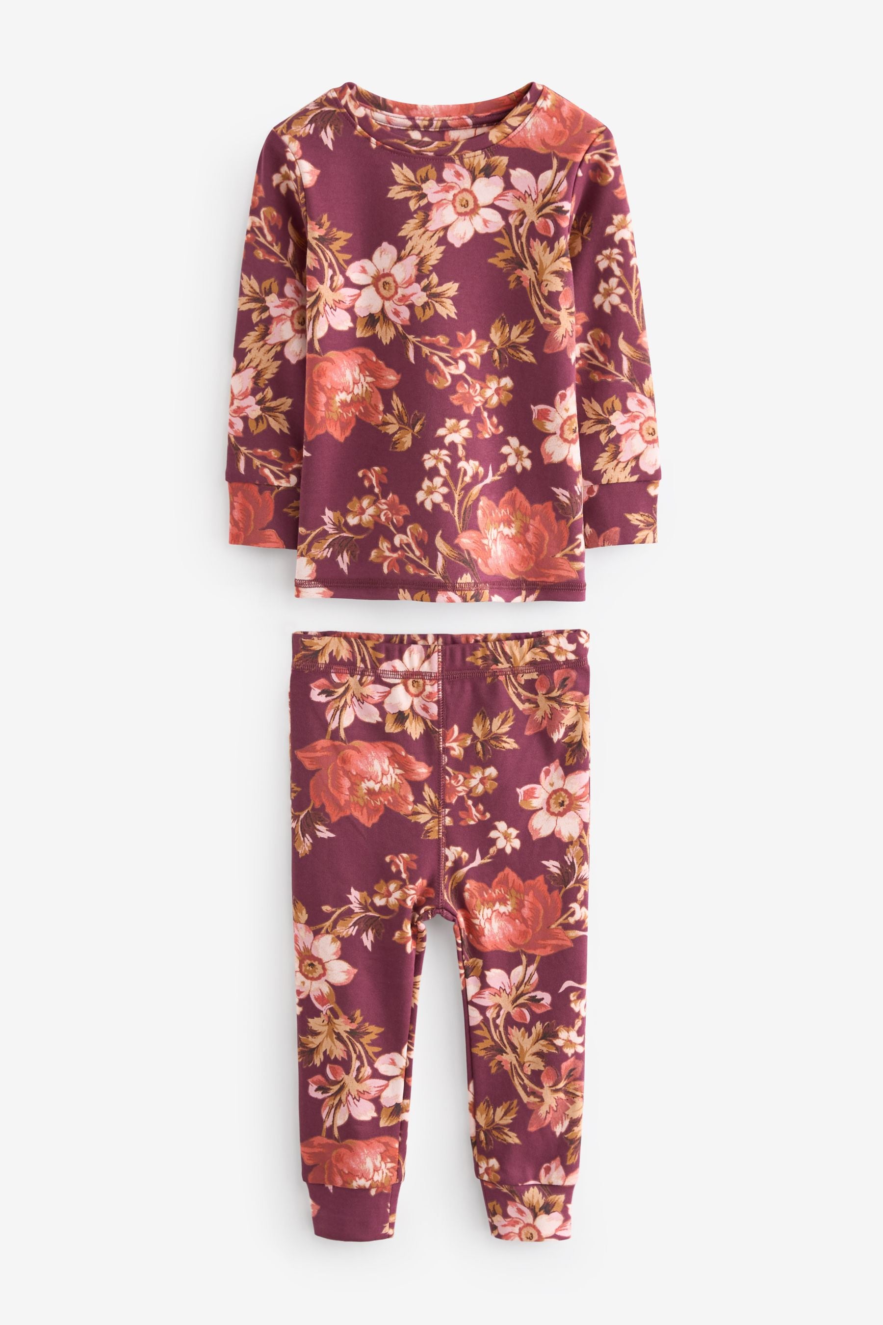 Pink/Purple/Cream 100% Cotton Floral Pyjamas 3 Pack (9mths-16yrs)