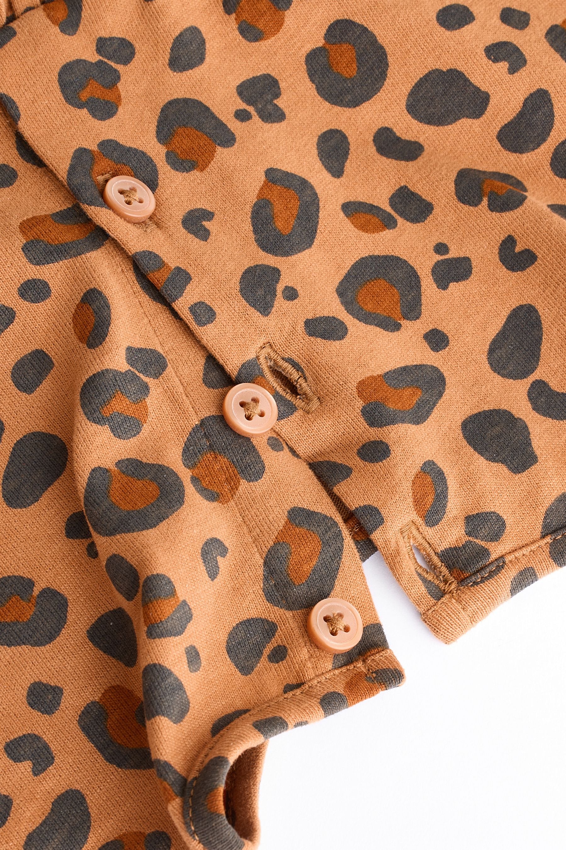 Tan Brown/ Cream Cherry & Animal Print Baby Jersey 100% Cotton Dresses 2 Pack (0mths-2yrs)