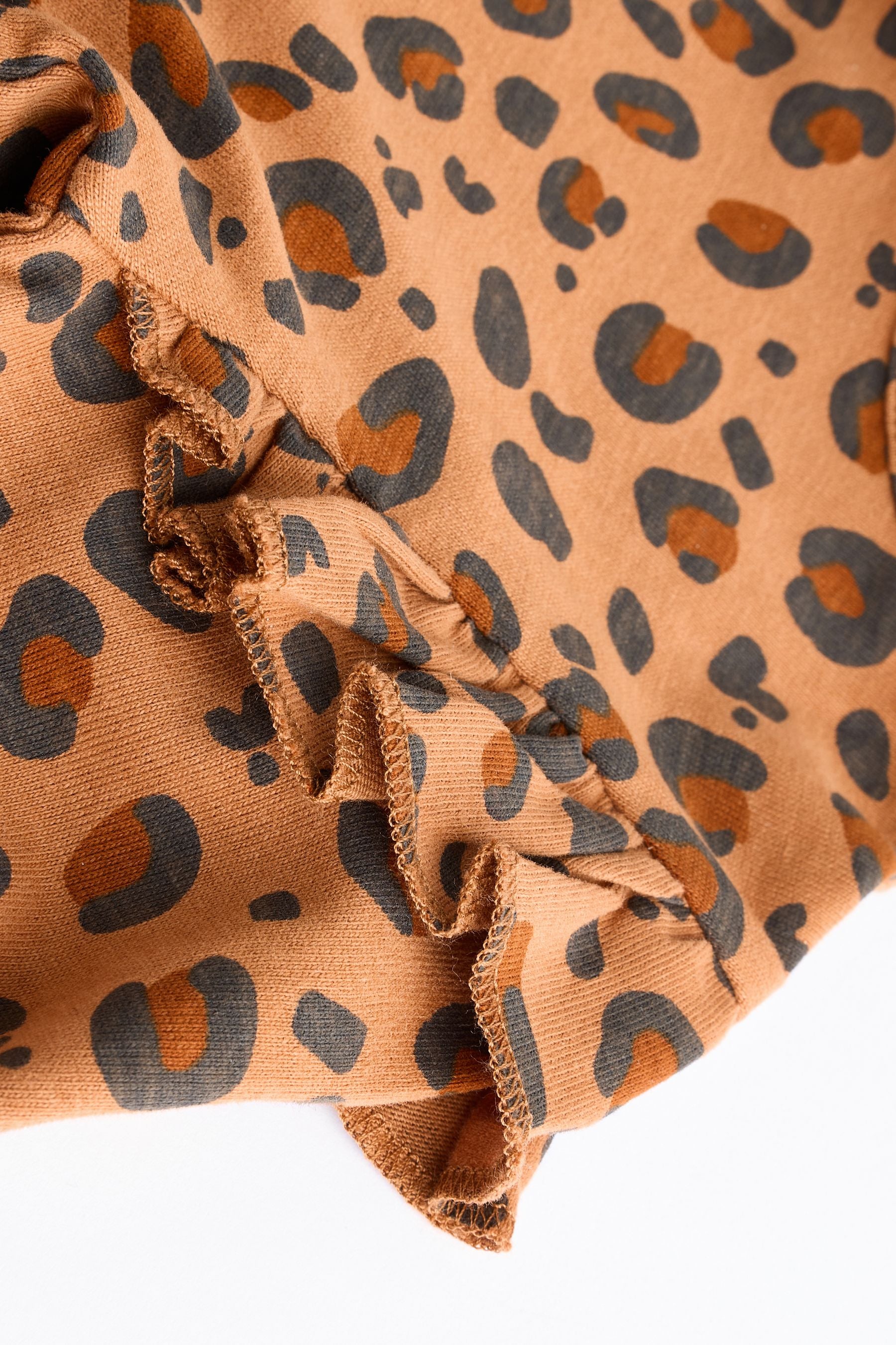 Tan Brown/ Cream Cherry & Animal Print Baby Jersey 100% Cotton Dresses 2 Pack (0mths-2yrs)