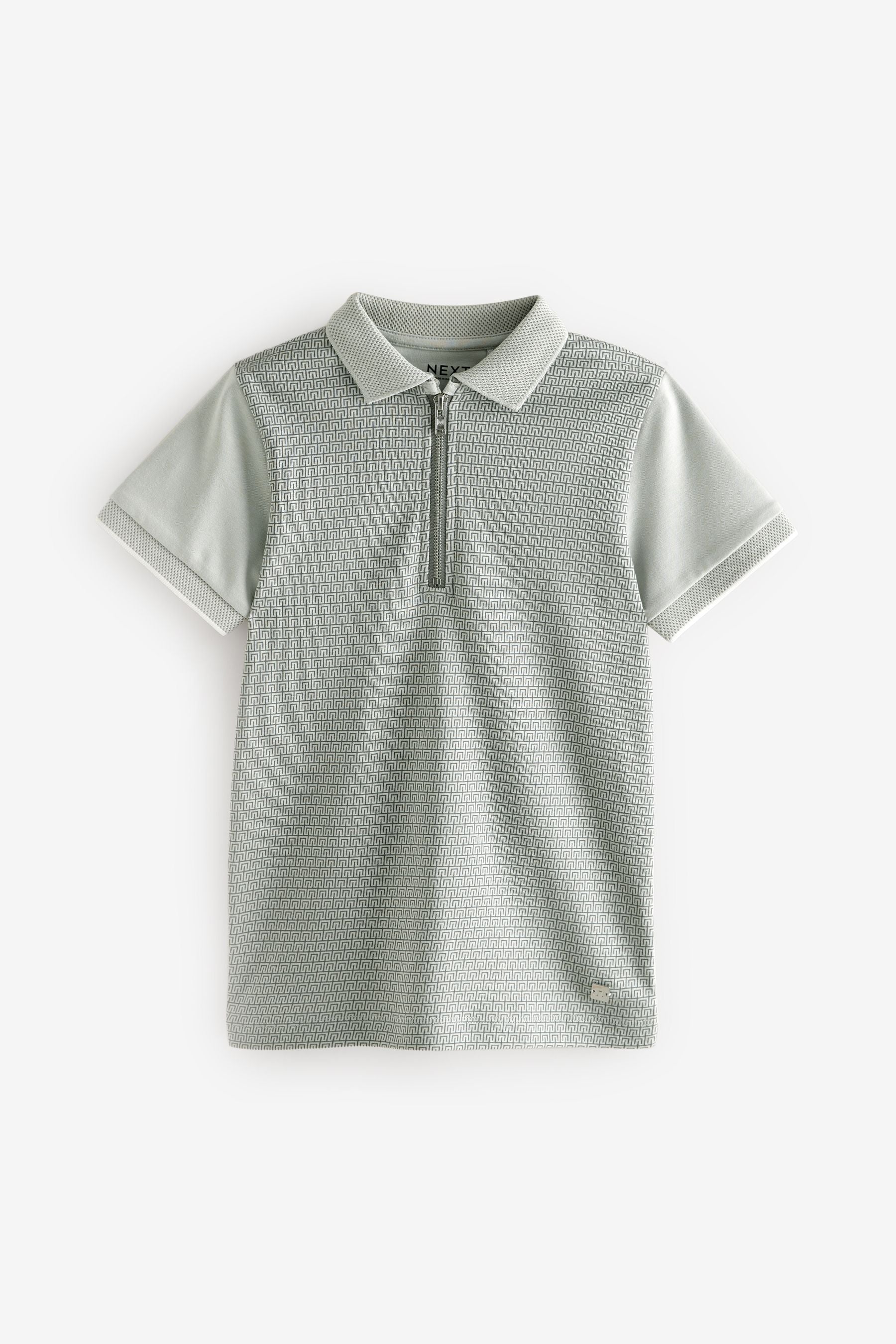 Grey Geo 100% Cotton Short Sleeve Polo Shirt (3-16yrs)