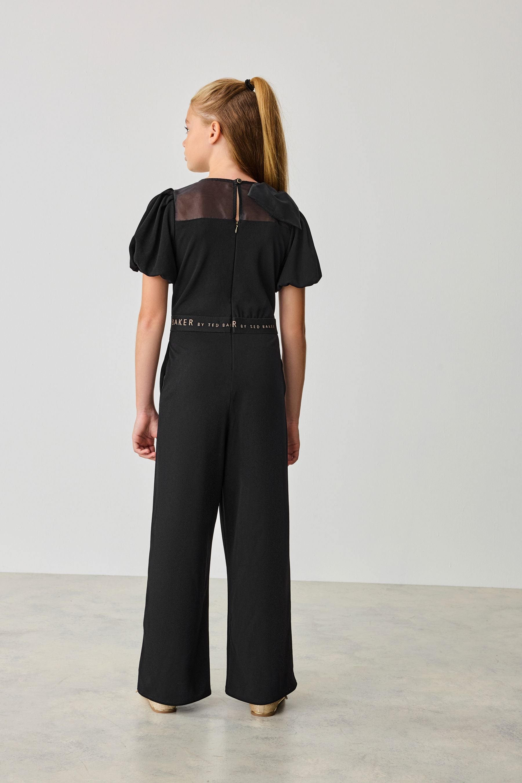 Baker by Ted Baker Organza Bow Detail Black Jumpsuit