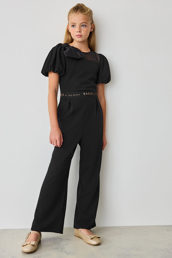 Baker by Ted Baker Organza Bow Detail Black Jumpsuit