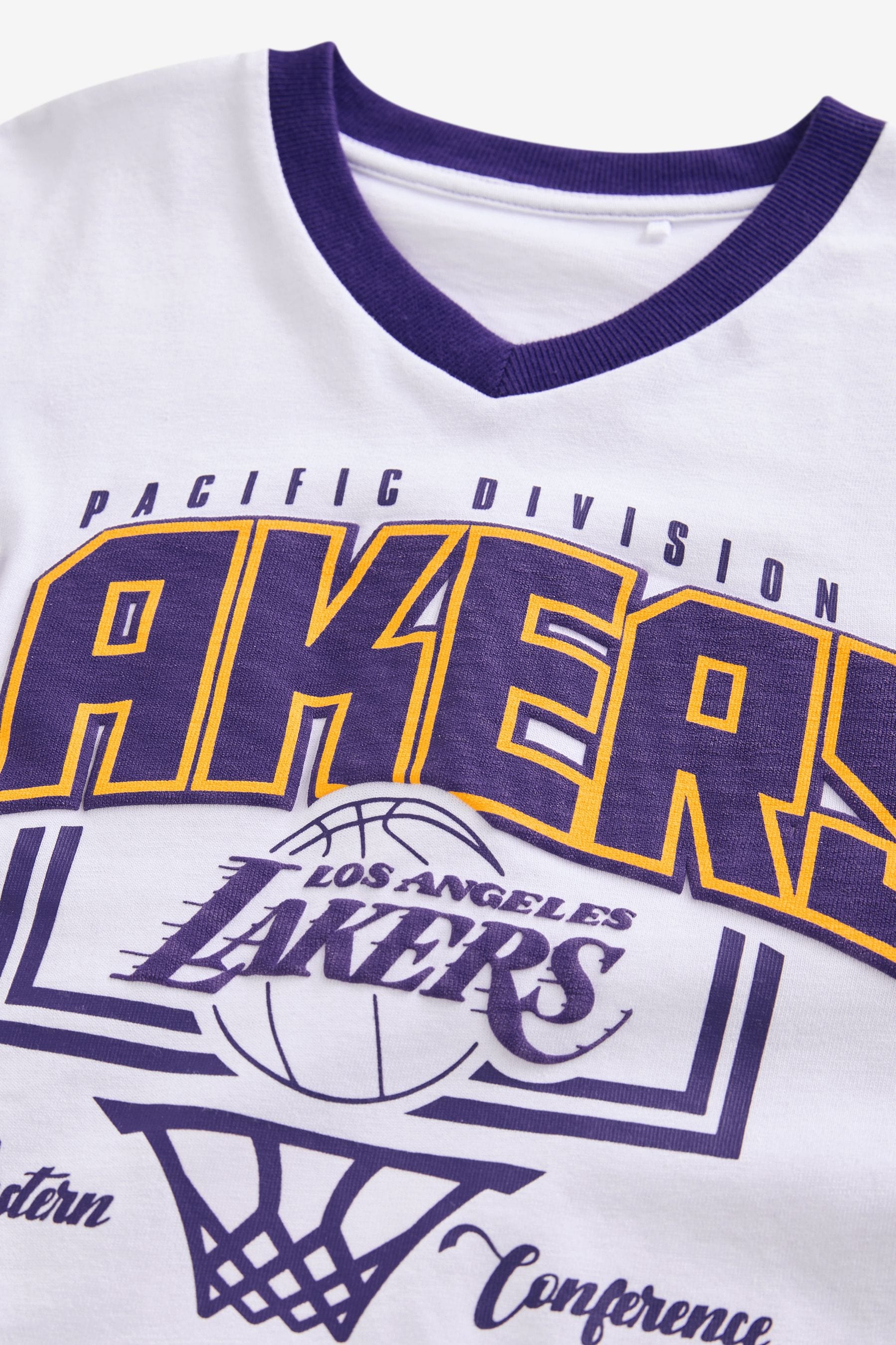 White/Purple LA Lakers NBA Licensed 100% Cotton T-Shirt (3-16yrs)