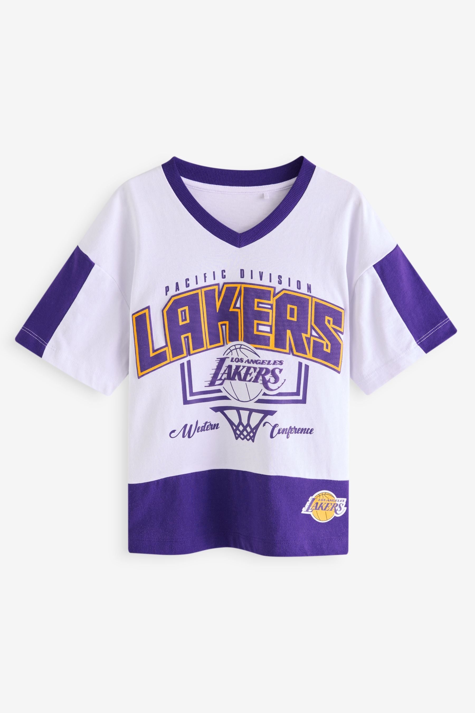 White/Purple LA Lakers NBA Licensed 100% Cotton T-Shirt (3-16yrs)