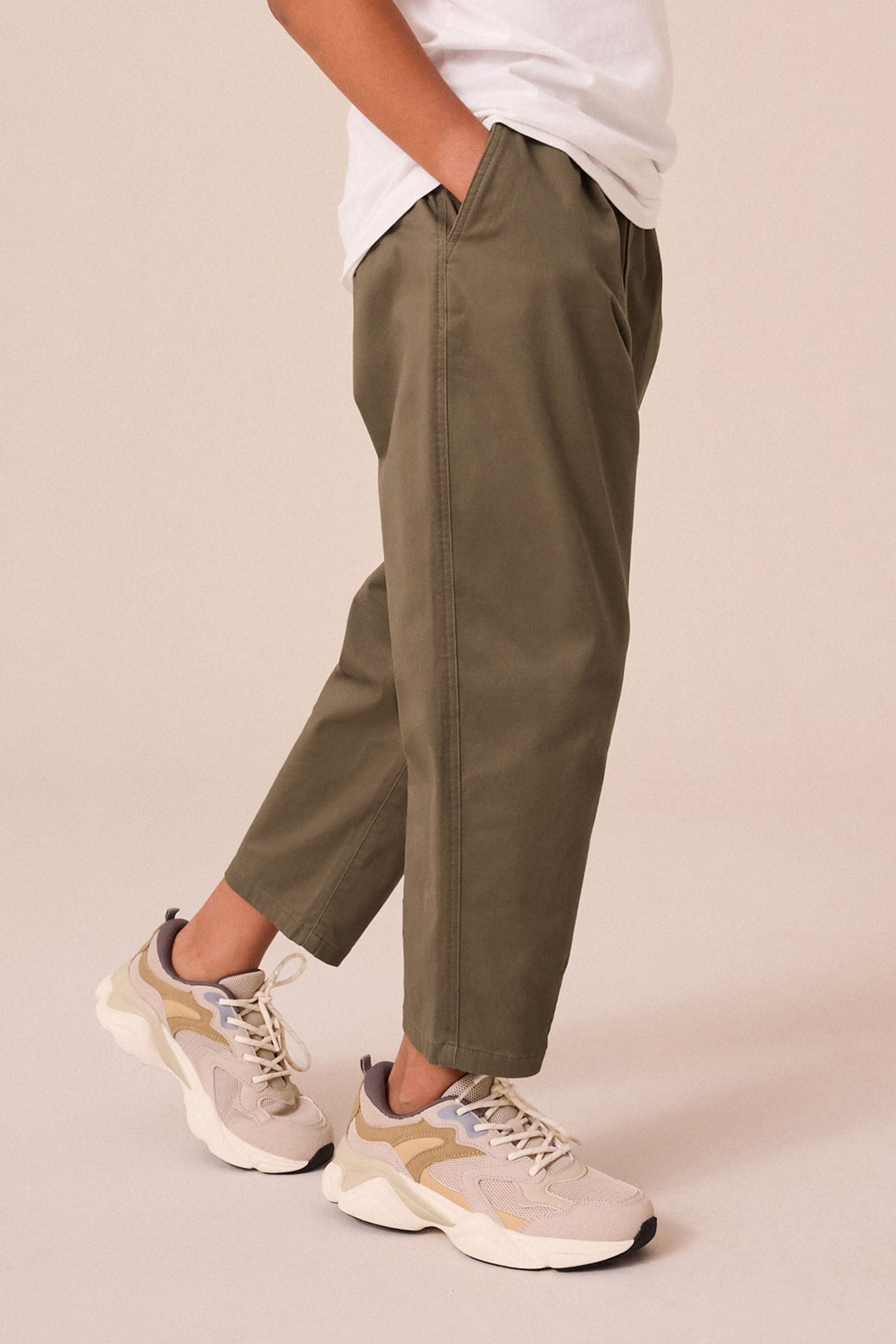 Khaki Green Tapered Smart Trousers (3-16yrs)