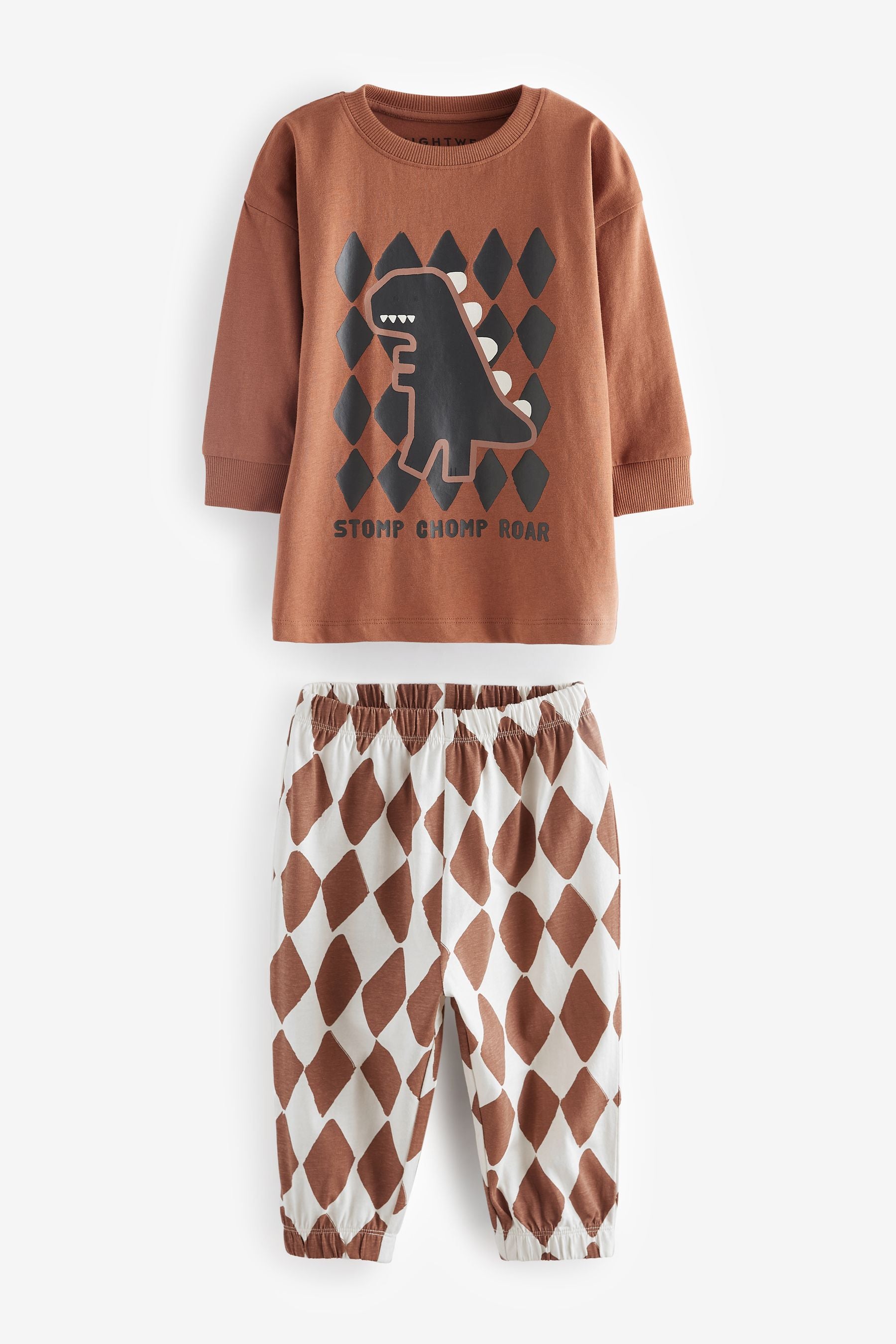 Green/Black/Rust Checkerboard Oversized 100% Cotton Pyjamas 3 Pack (9mths-10yrs)