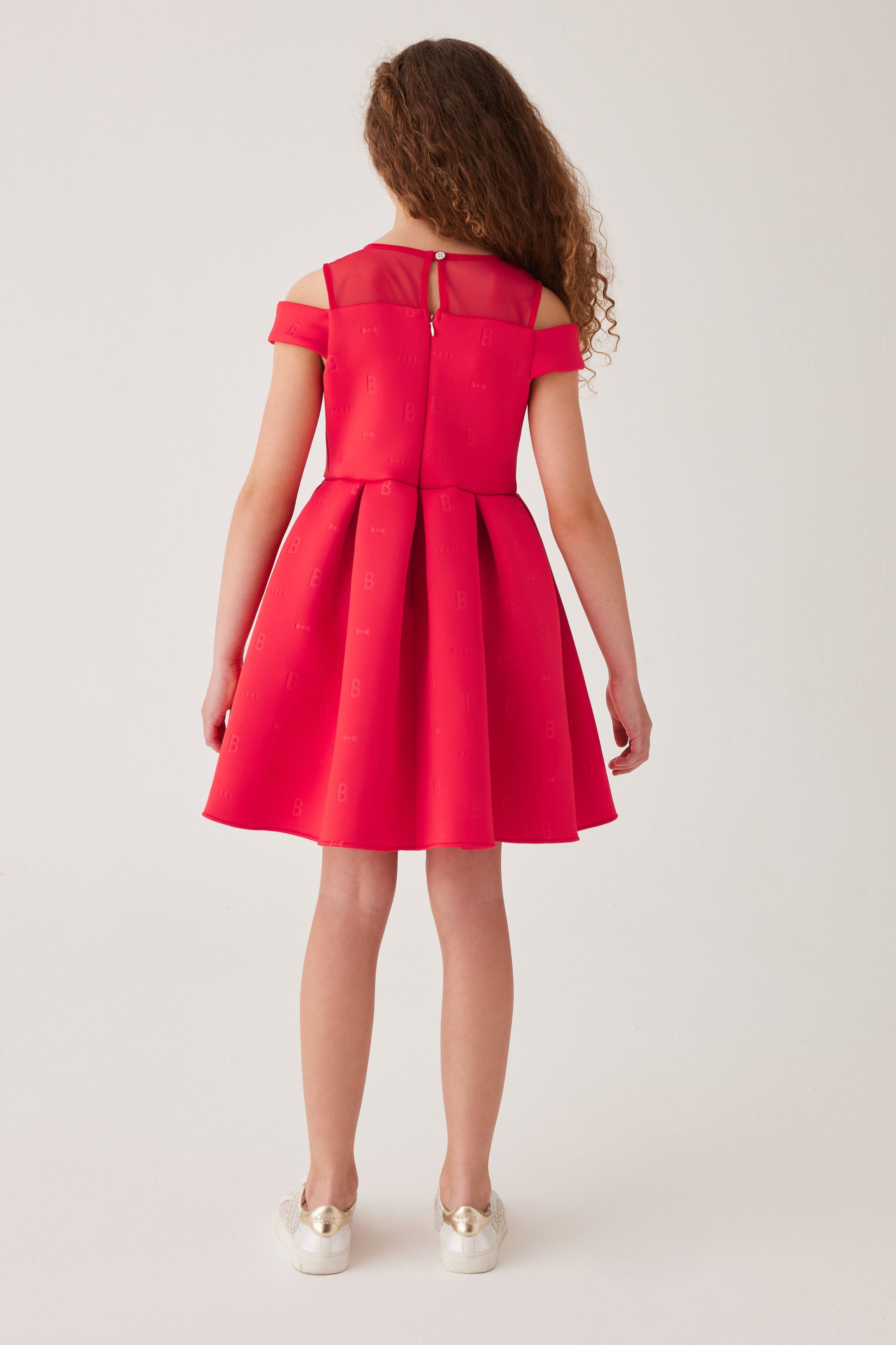 Baker by Ted Baker Red Bow Mesh Scuba Dress