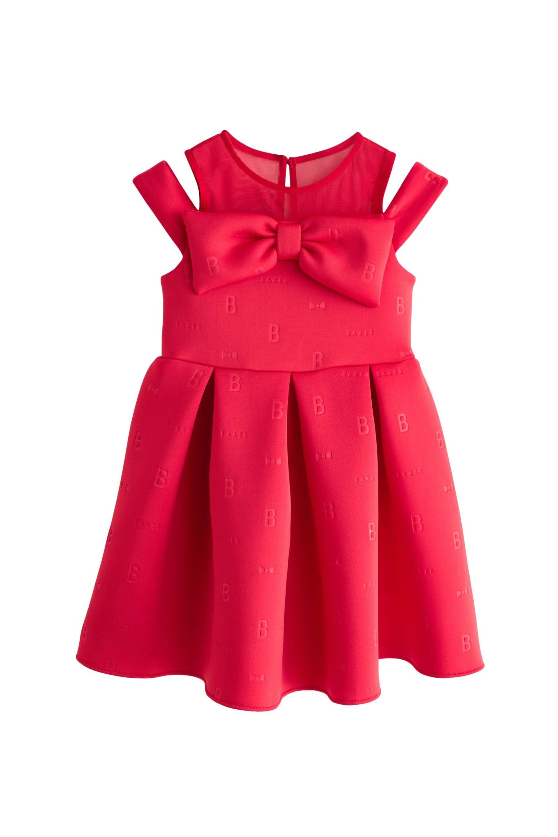 Baker by Ted Baker Red Bow Mesh Scuba Dress