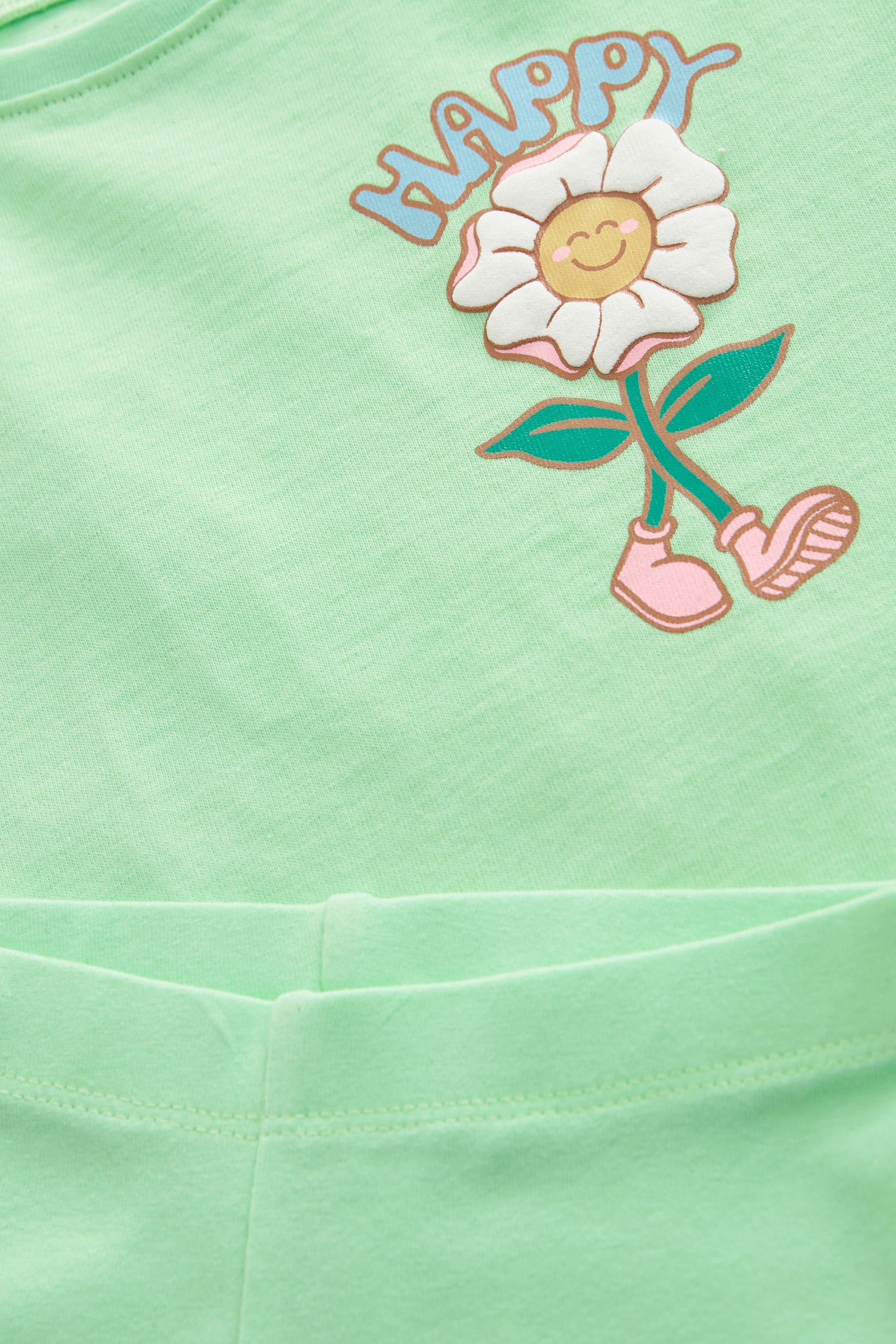 Green/Pink Flower Short Sleeve Top and Shorts Set (3mths-7yrs)