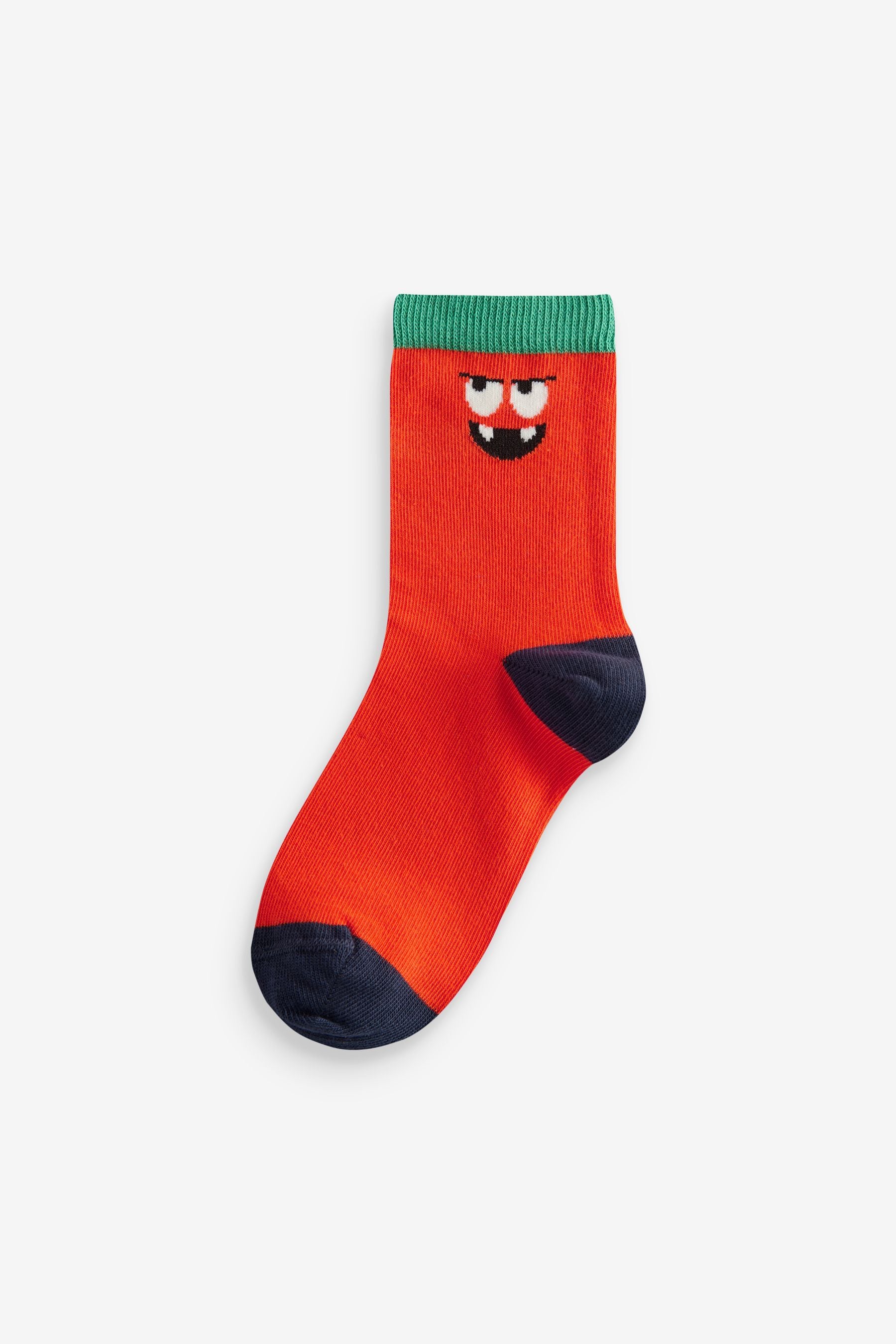 Bright Monster Smiles Print Cotton Rich Socks 5 Pack