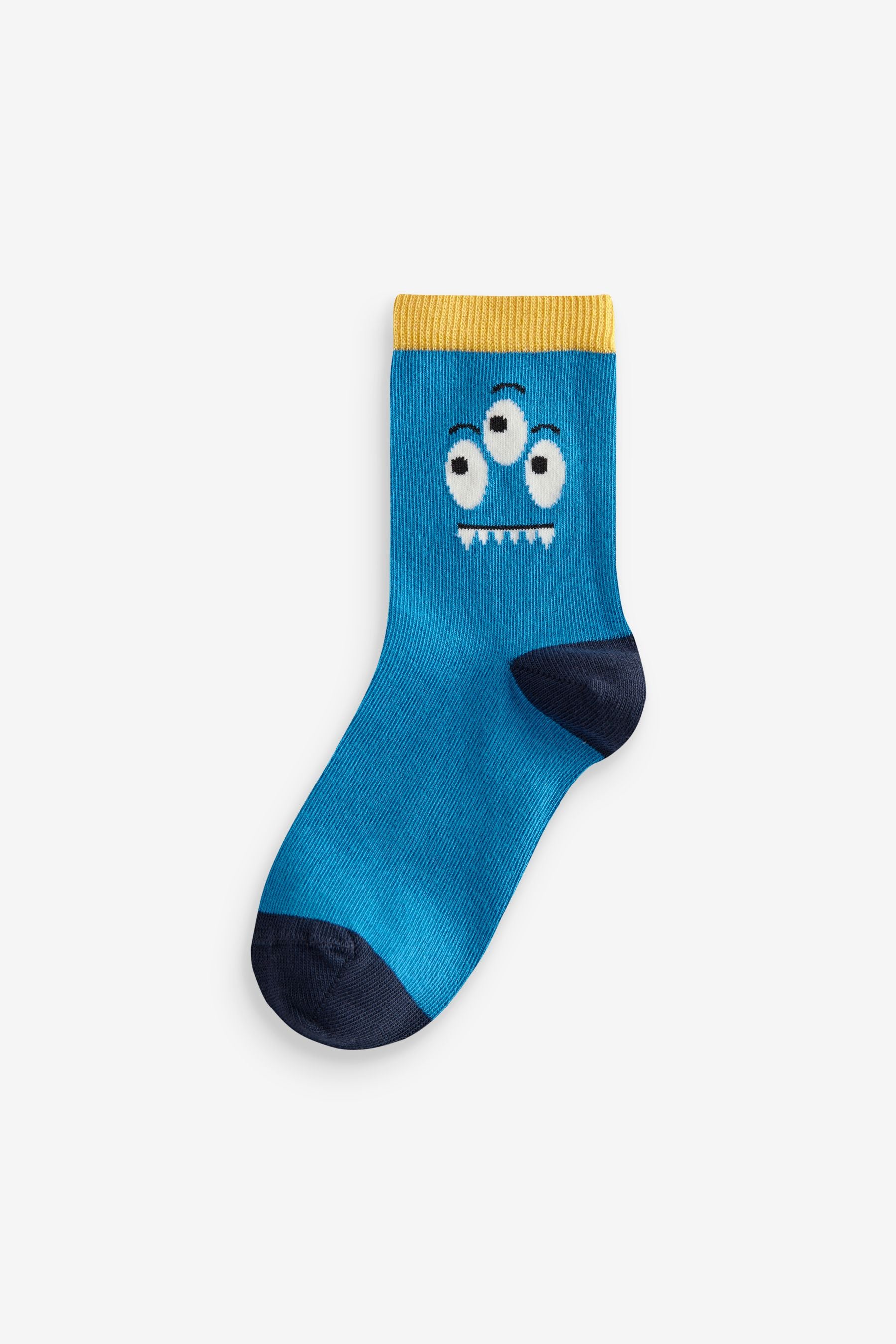 Bright Monster Smiles Print Cotton Rich Socks 5 Pack