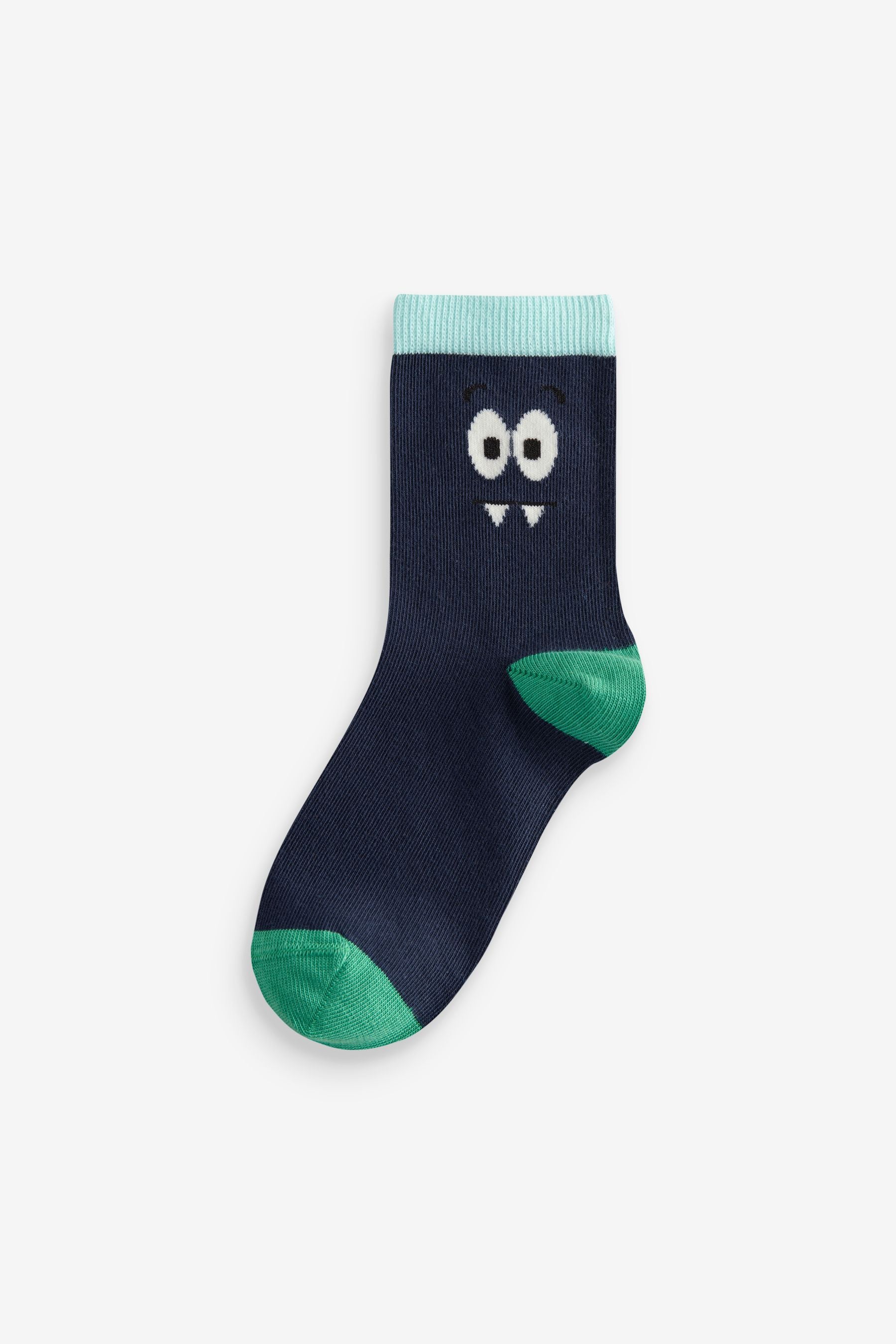 Bright Monster Smiles Print Cotton Rich Socks 5 Pack