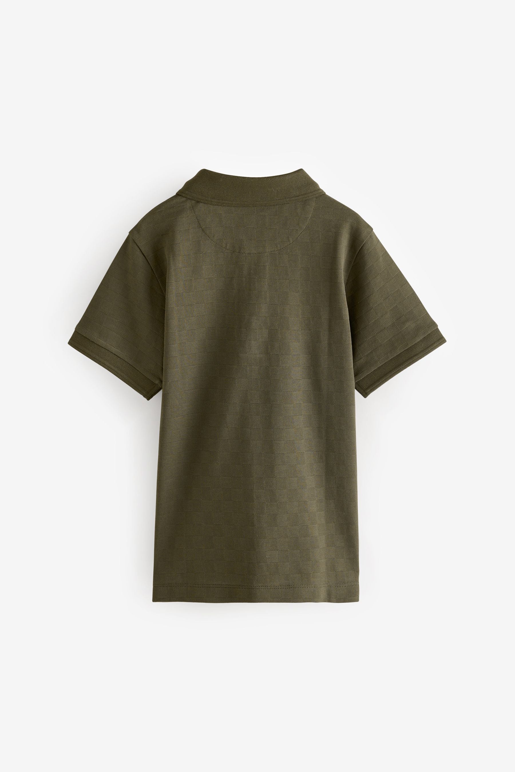 Khaki Green Textured Short Sleeve Polo Shirt (3-16yrs)