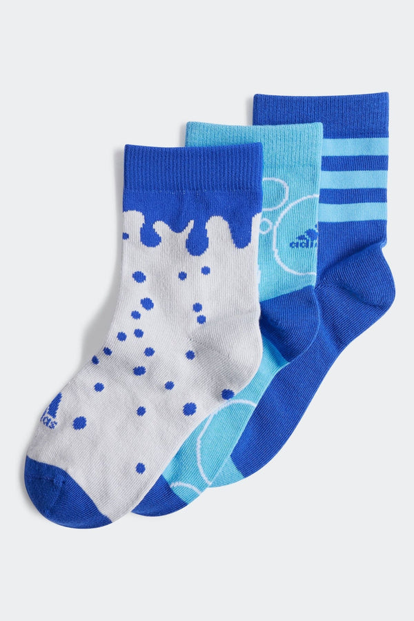 Blue/White adidas Kids Graphic Socks 3 Pack