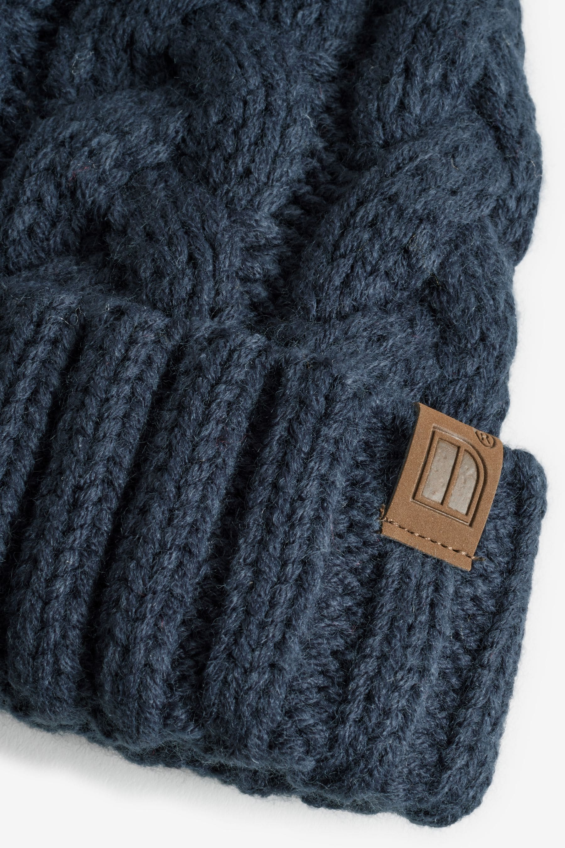 Navy Blue Cable Knit Pom Hat (1-16yrs)