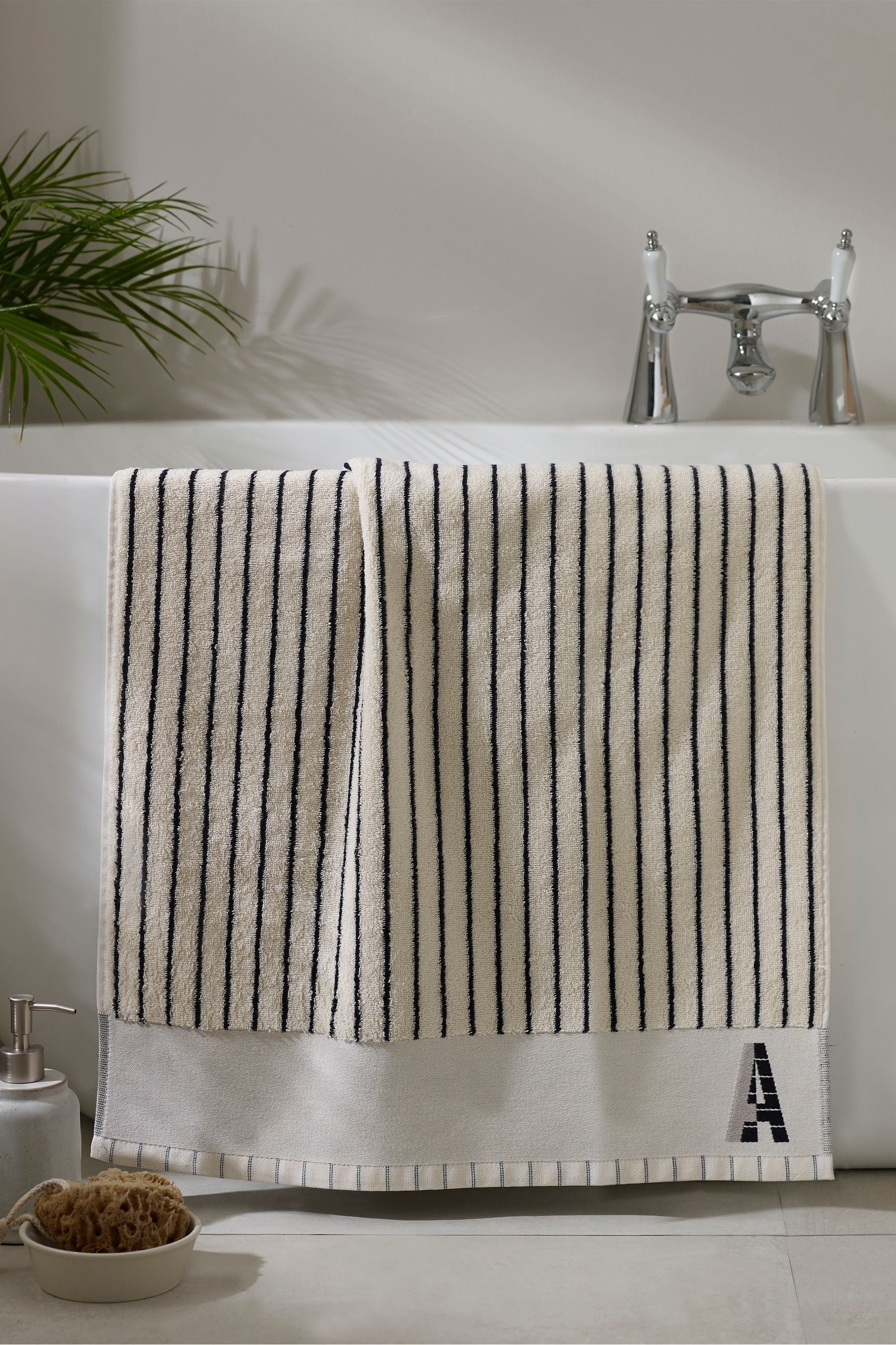 Natural Monogram Bath Towels with 100% Cotton