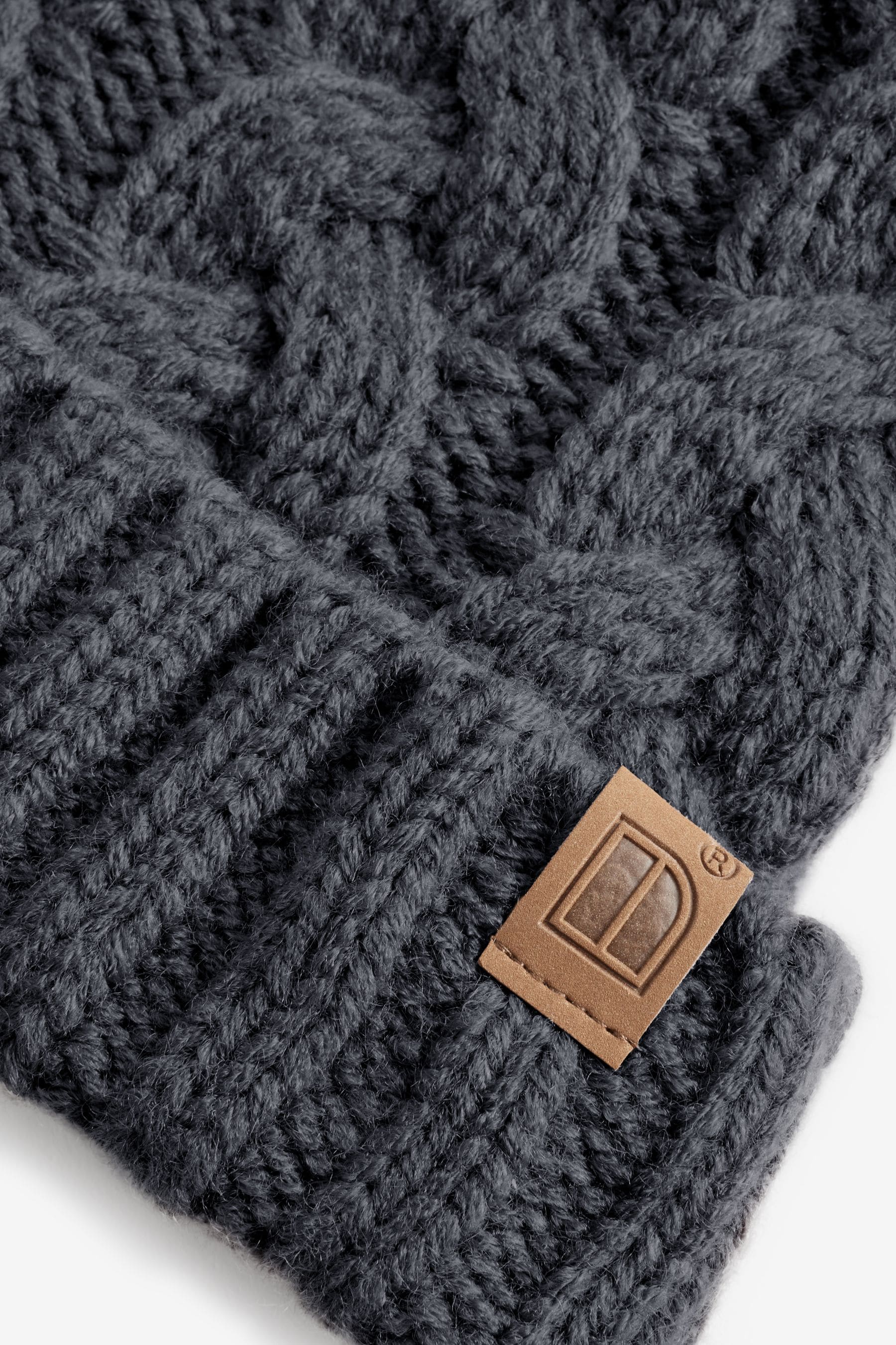 Charcoal Grey Cable Knit Pom Hat (1-16yrs)